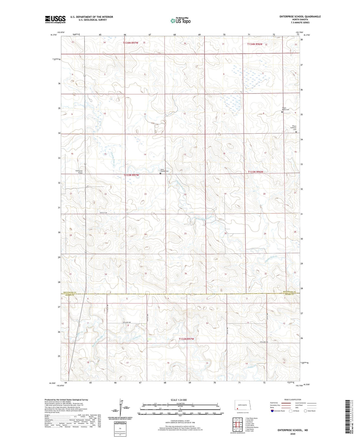 Enterprise School North Dakota US Topo Map Image