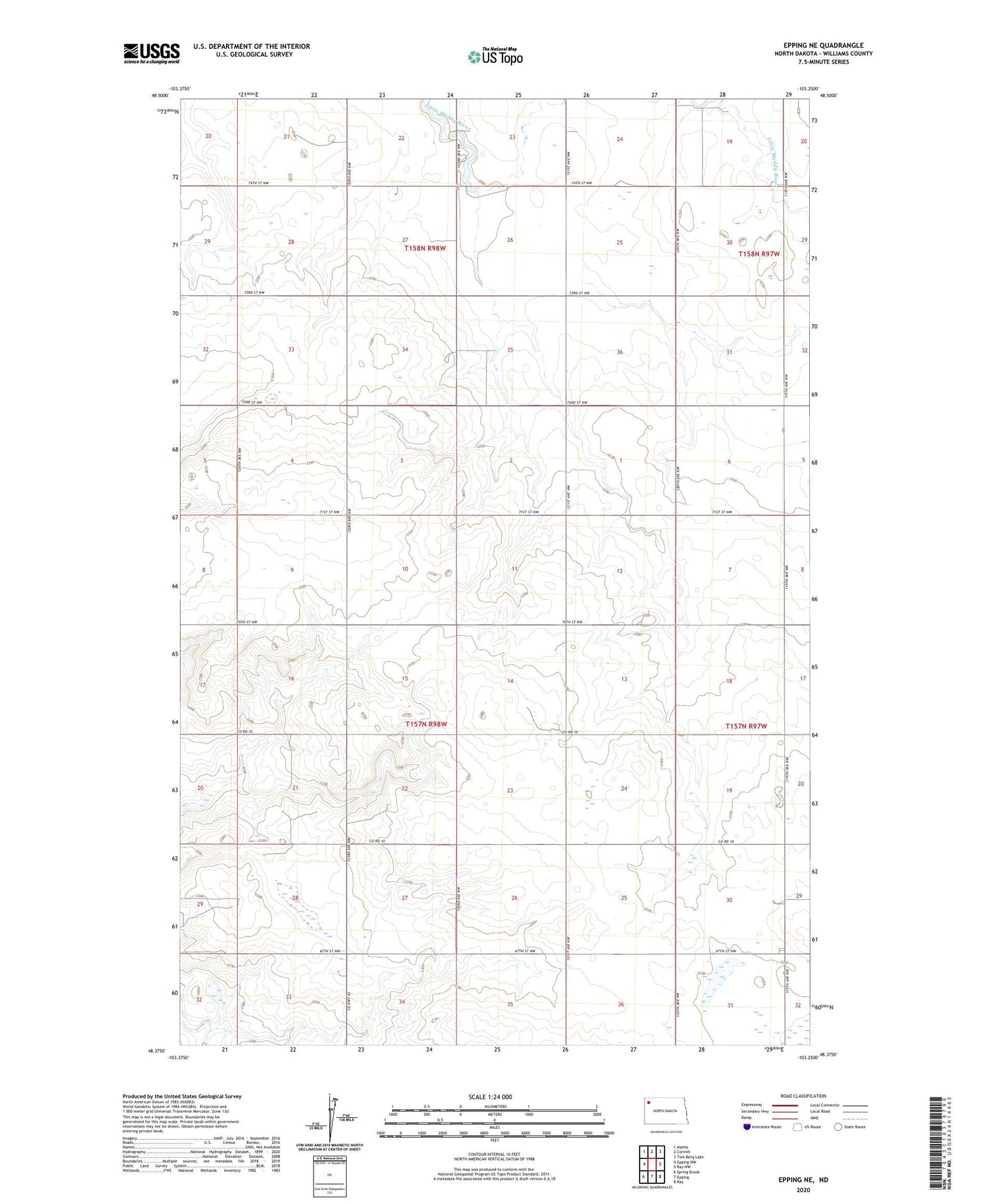 Epping NE North Dakota US Topo Map Image