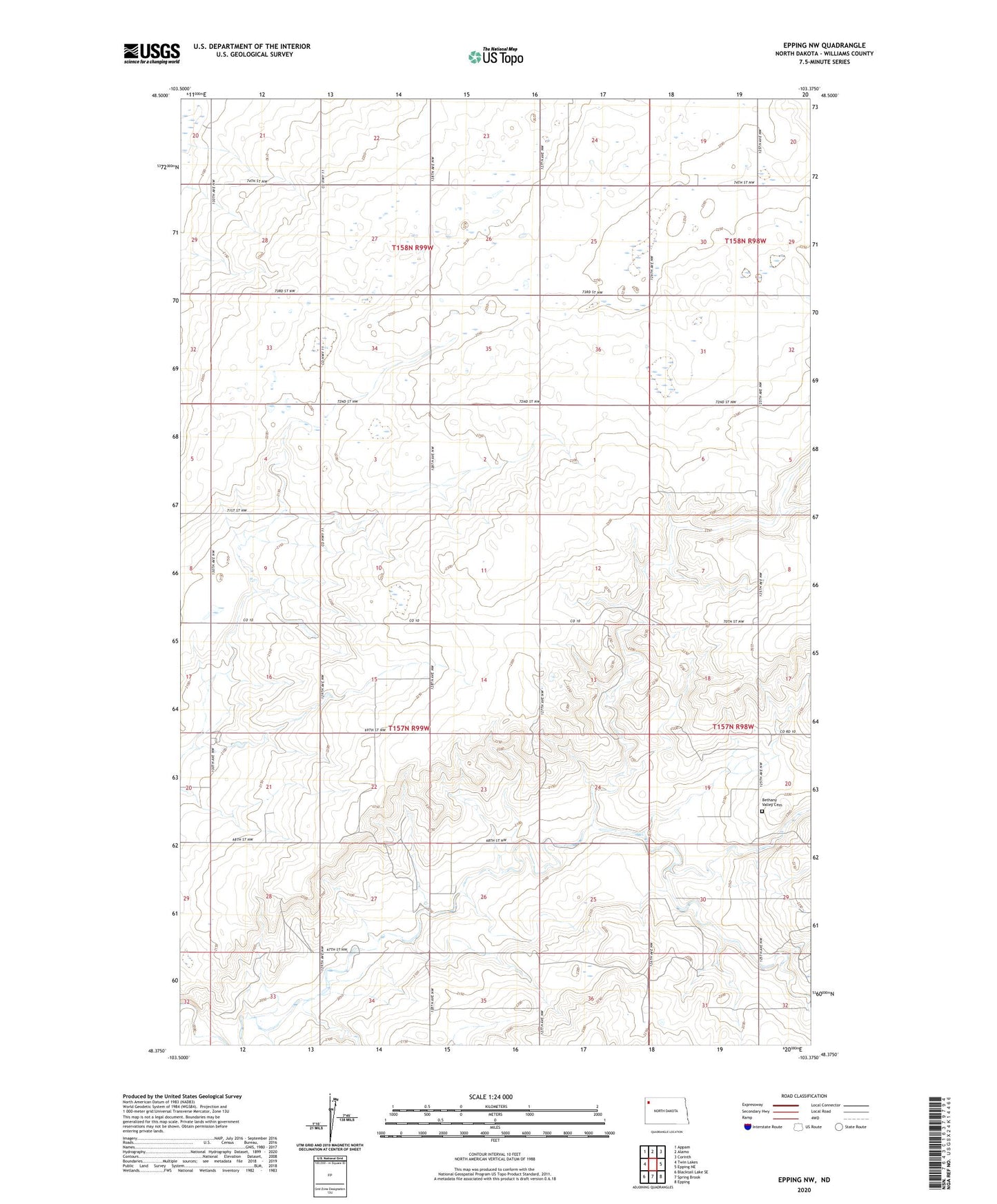 Epping NW North Dakota US Topo Map Image