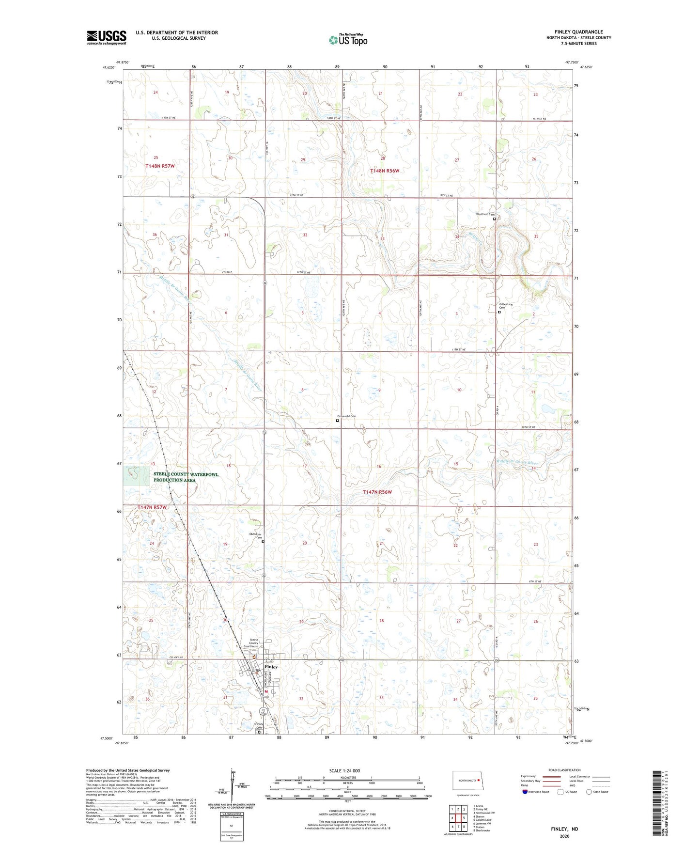 Finley North Dakota US Topo Map Image
