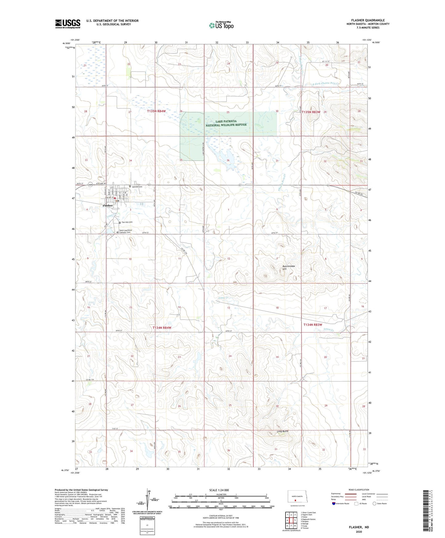 Flasher North Dakota US Topo Map Image