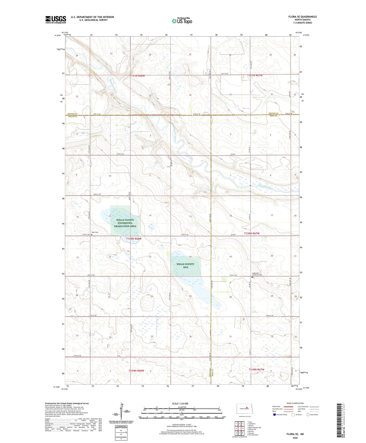 Flora SE North Dakota US Topo Map Image