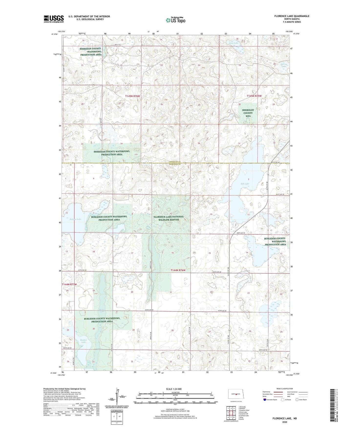 Florence Lake North Dakota US Topo Map Image