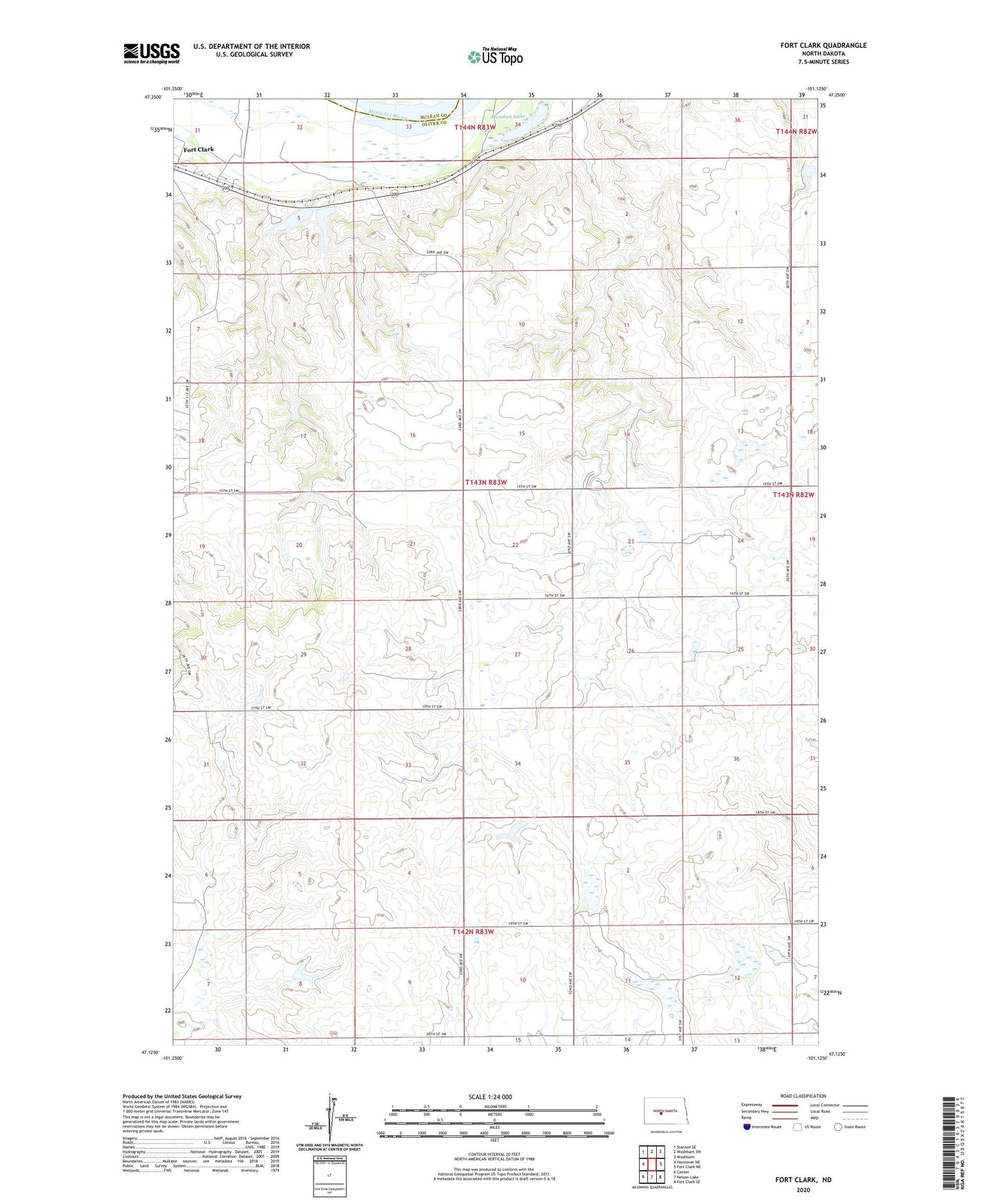 Fort Clark North Dakota US Topo Map Image