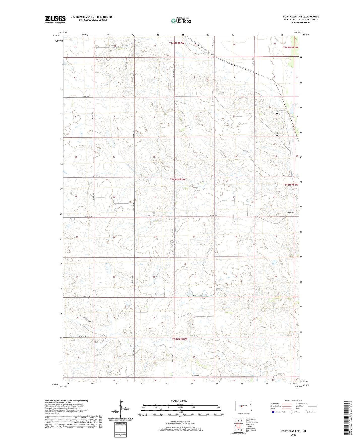Fort Clark NE North Dakota US Topo Map Image