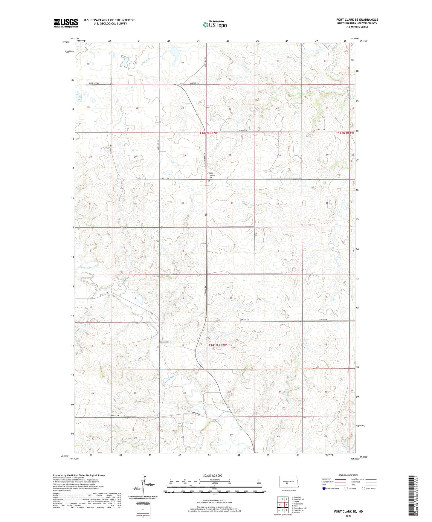 Fort Clark SE North Dakota US Topo Map Image
