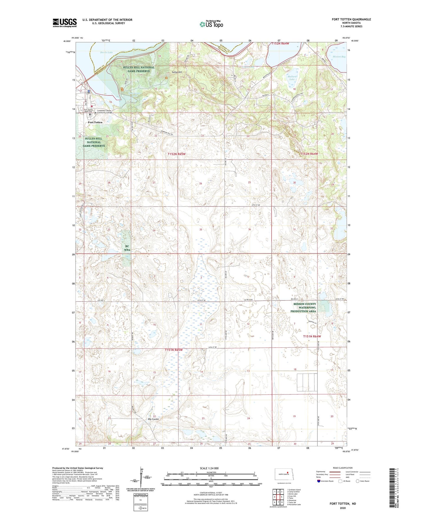 Fort Totten North Dakota US Topo Map Image