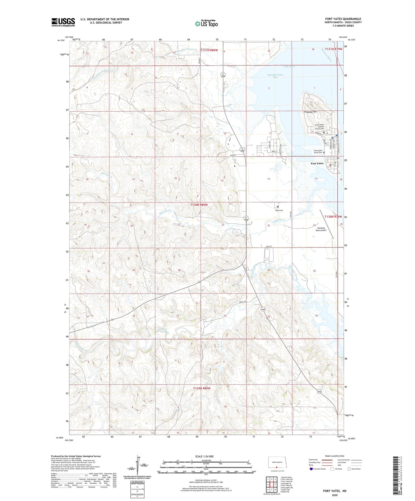 Fort Yates North Dakota US Topo Map Image