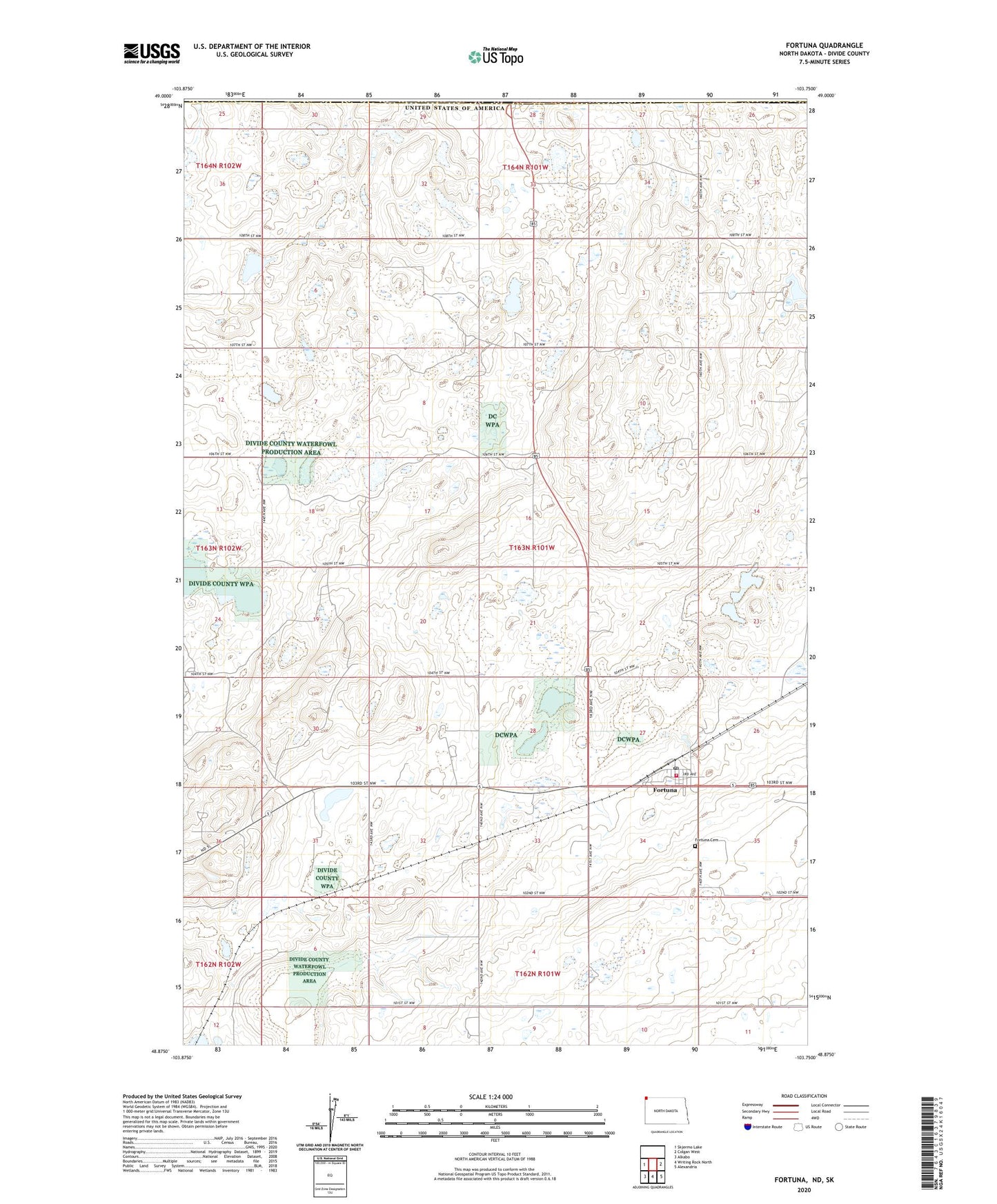 Fortuna North Dakota US Topo Map Image