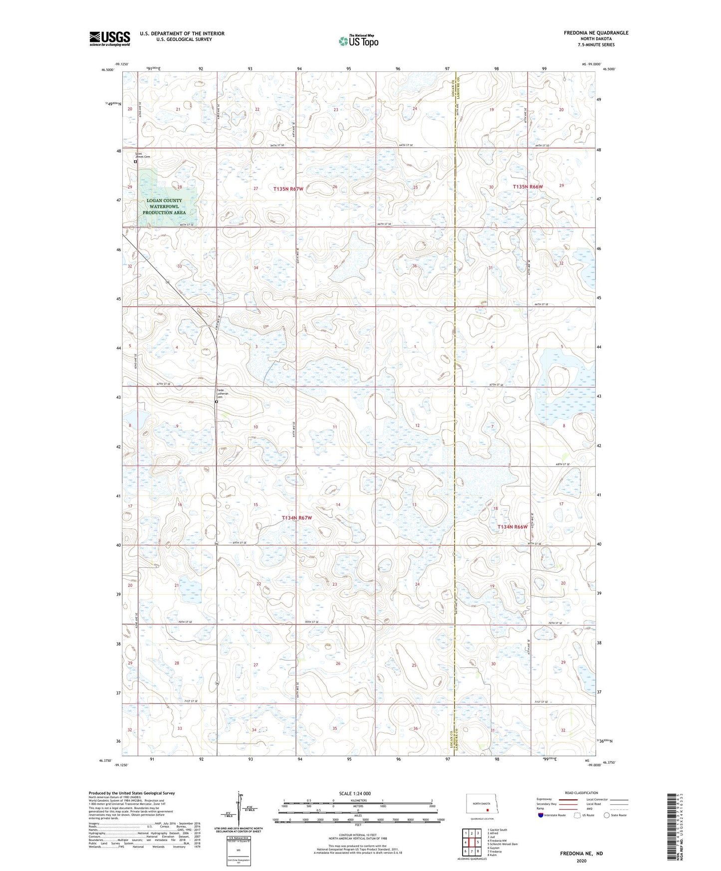 Fredonia NE North Dakota US Topo Map Image