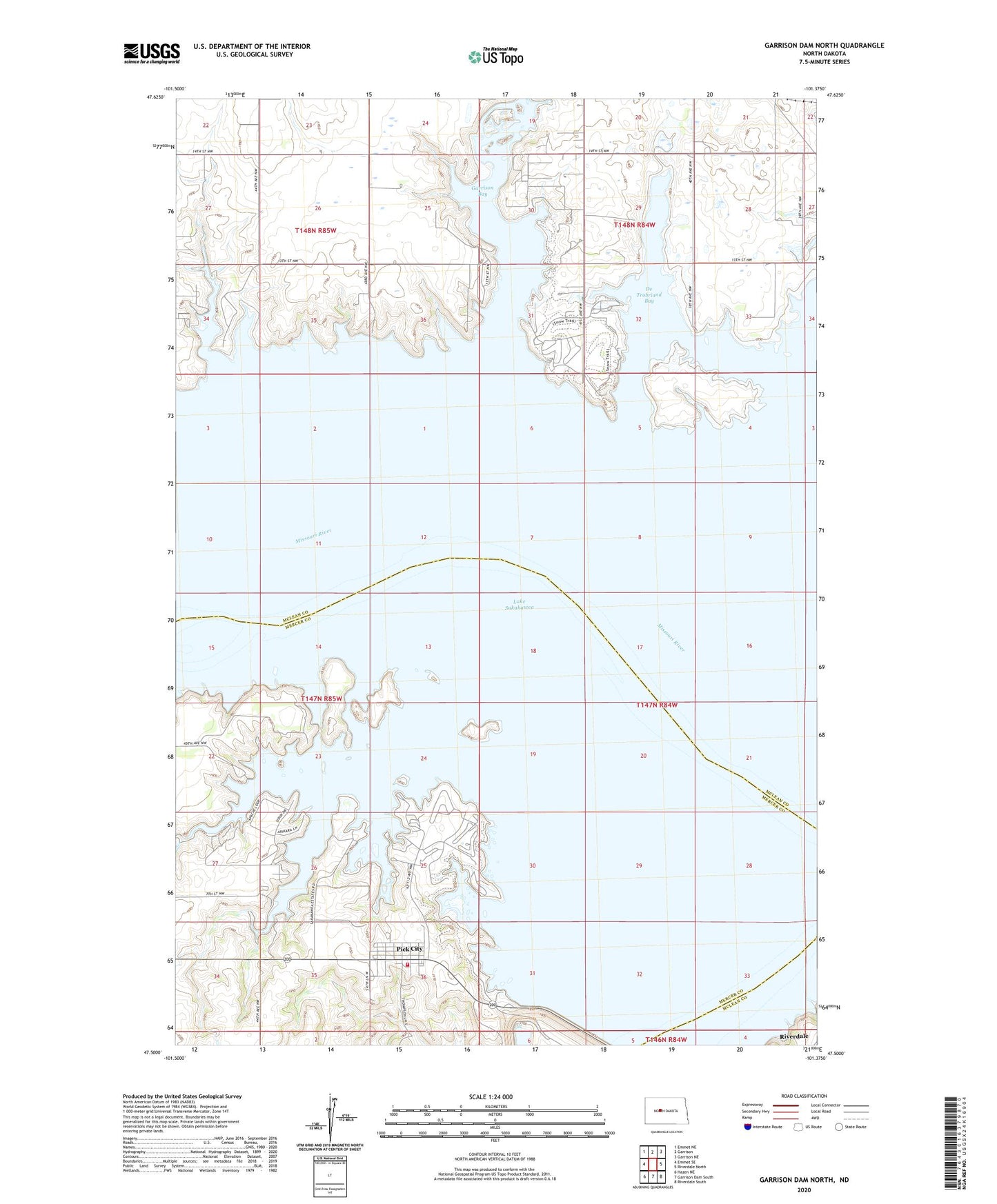 Garrison Dam North North Dakota US Topo Map Image