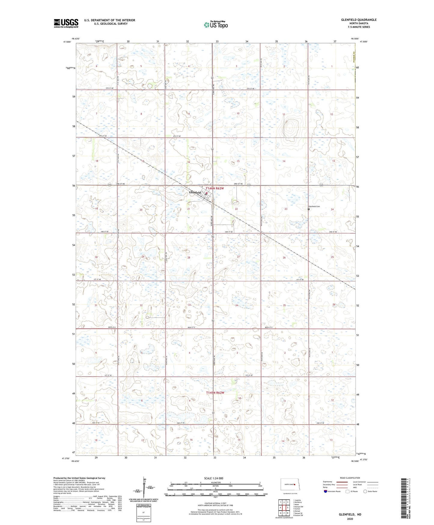 Glenfield North Dakota US Topo Map Image