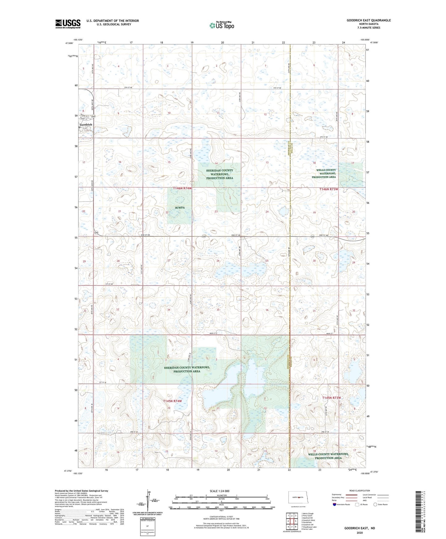 Goodrich East North Dakota US Topo Map Image