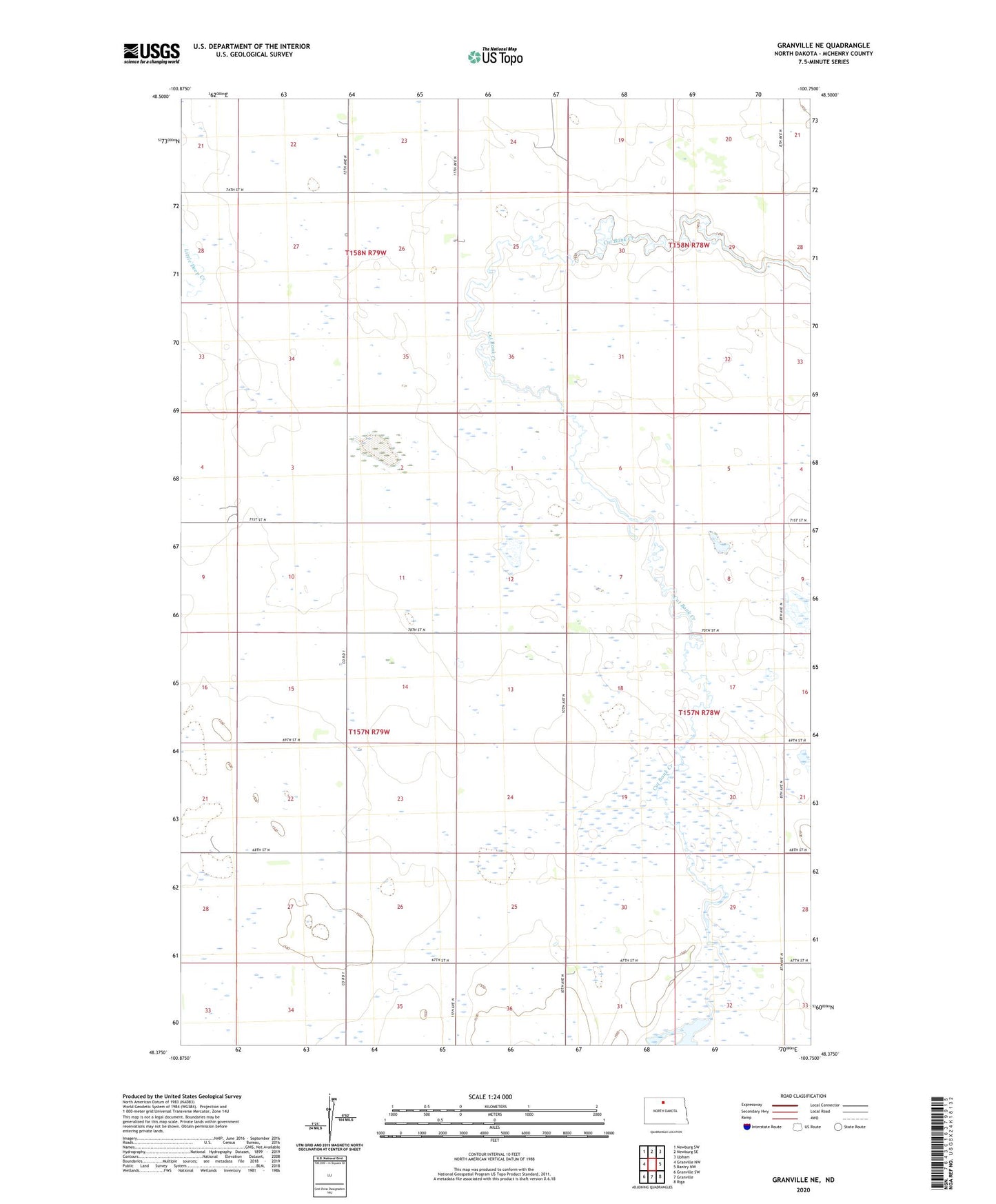 Granville NE North Dakota US Topo Map Image