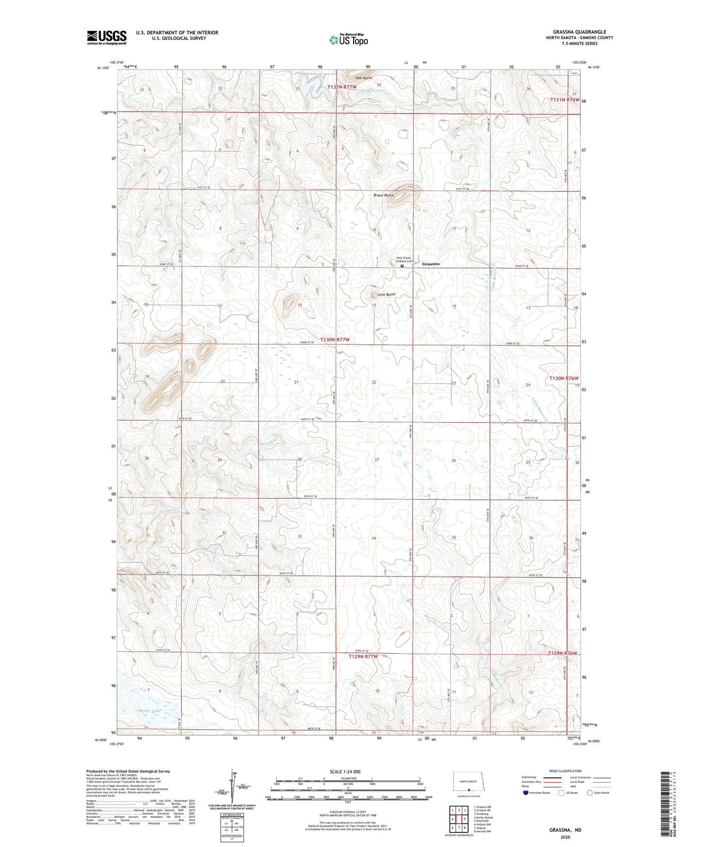 Grassna North Dakota US Topo Map Image