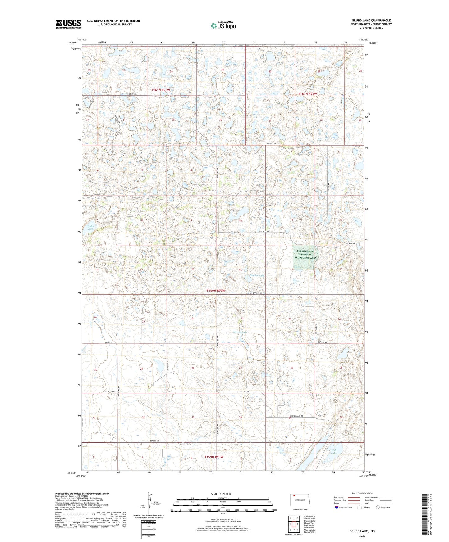Grubb Lake North Dakota US Topo Map Image