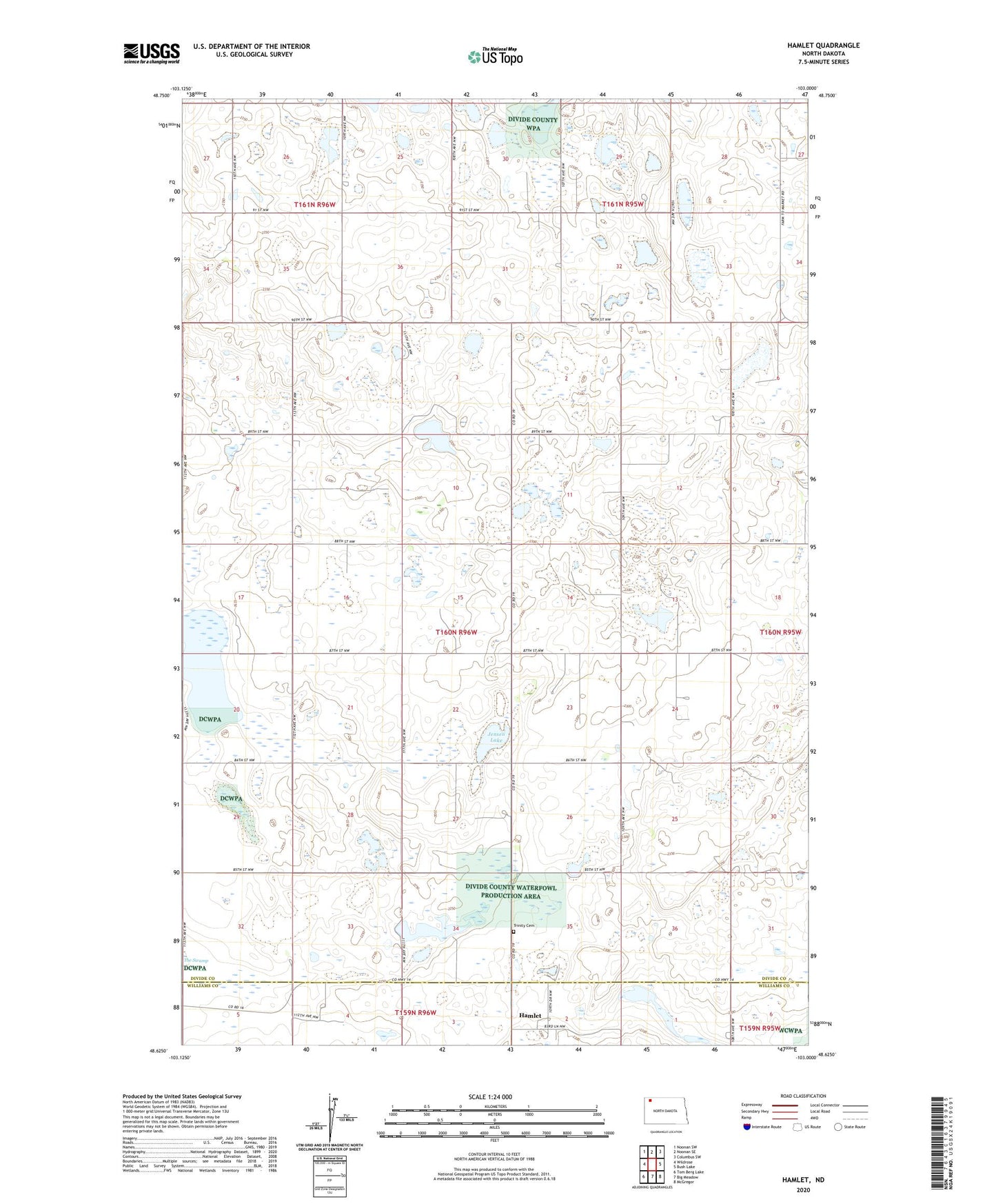 Hamlet North Dakota US Topo Map Image
