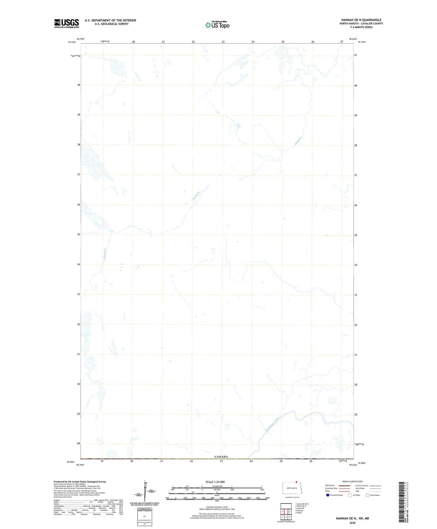 Hannah OE N North Dakota US Topo Map Image