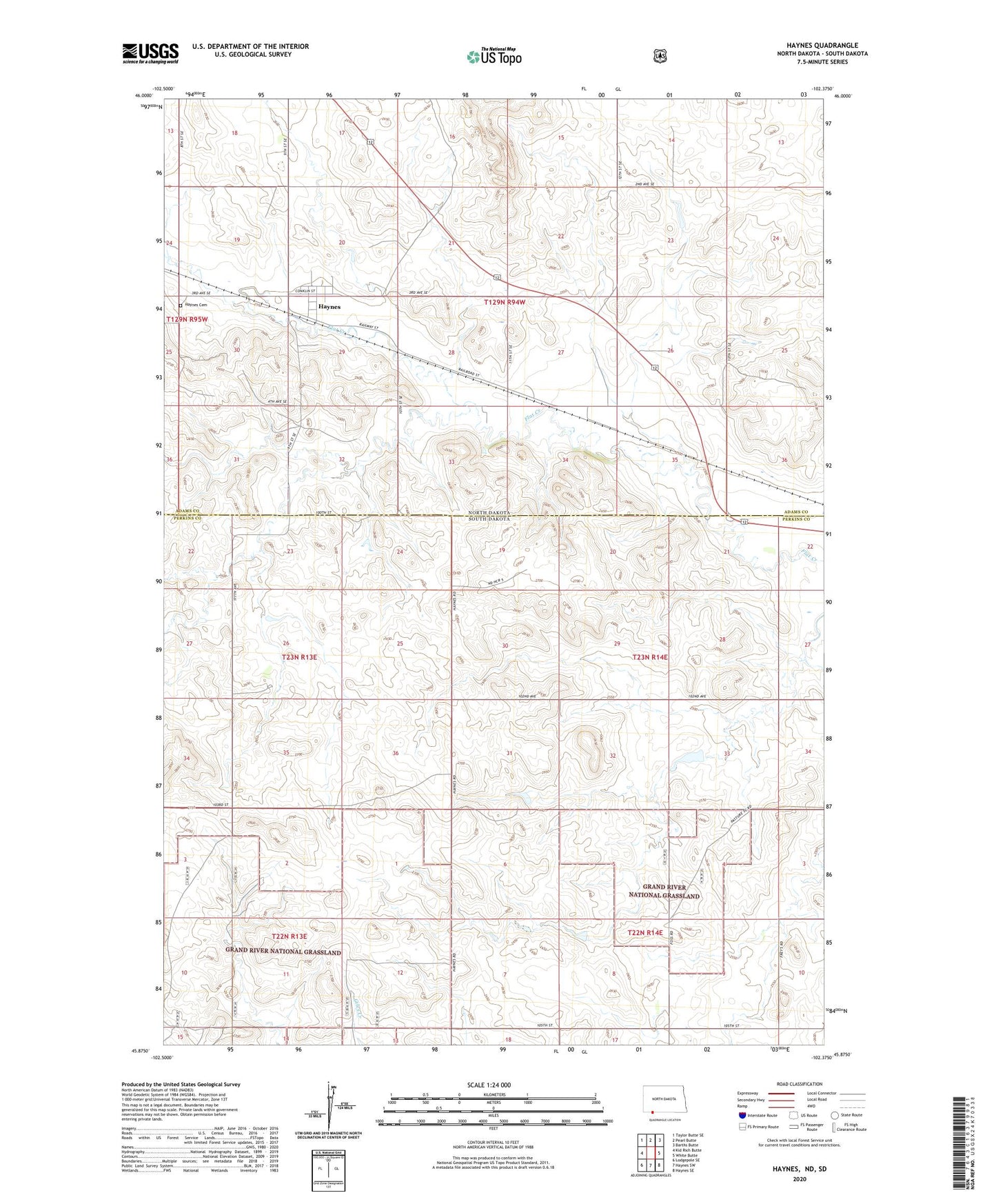 Haynes North Dakota US Topo Map Image