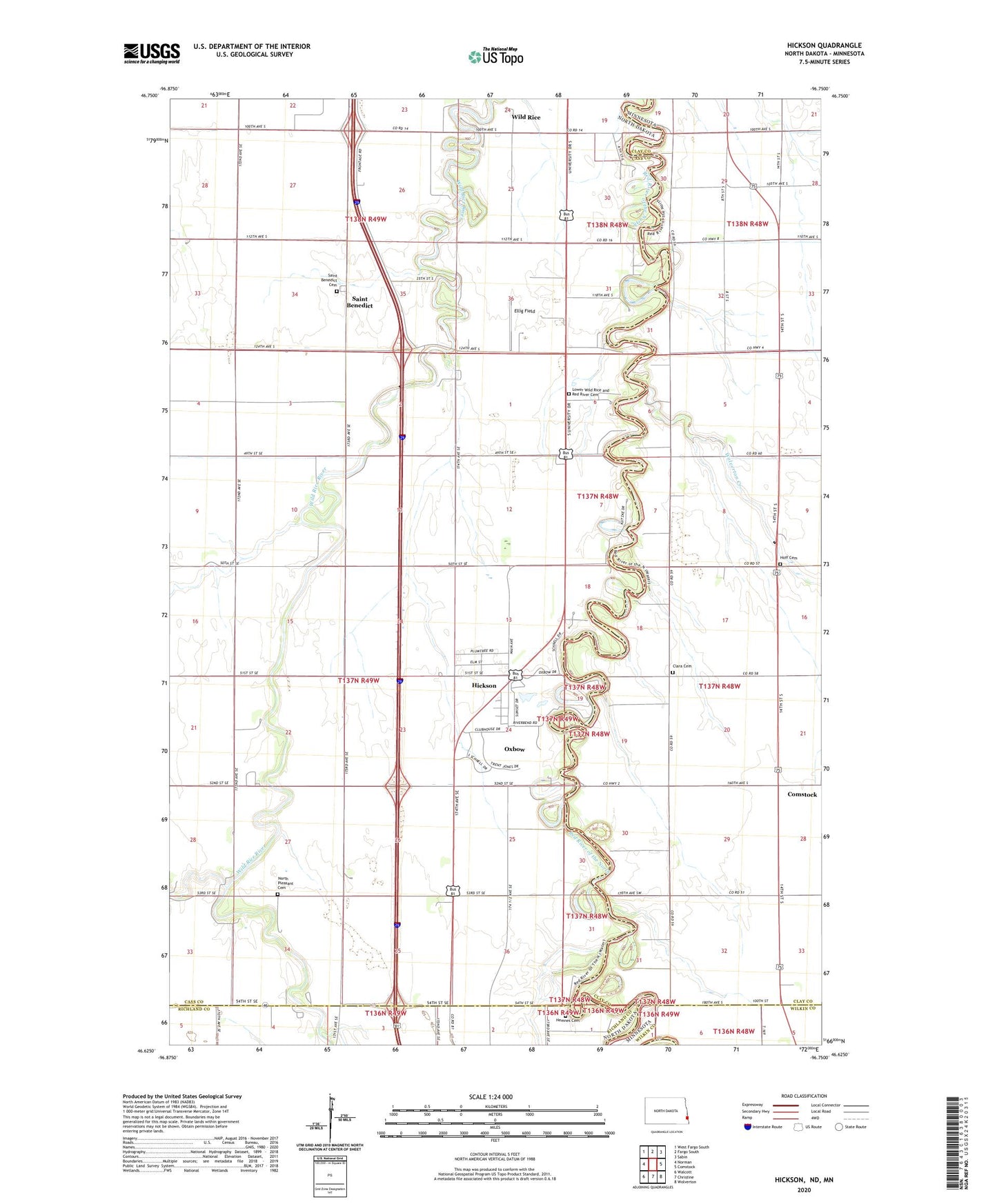 Hickson North Dakota US Topo Map Image