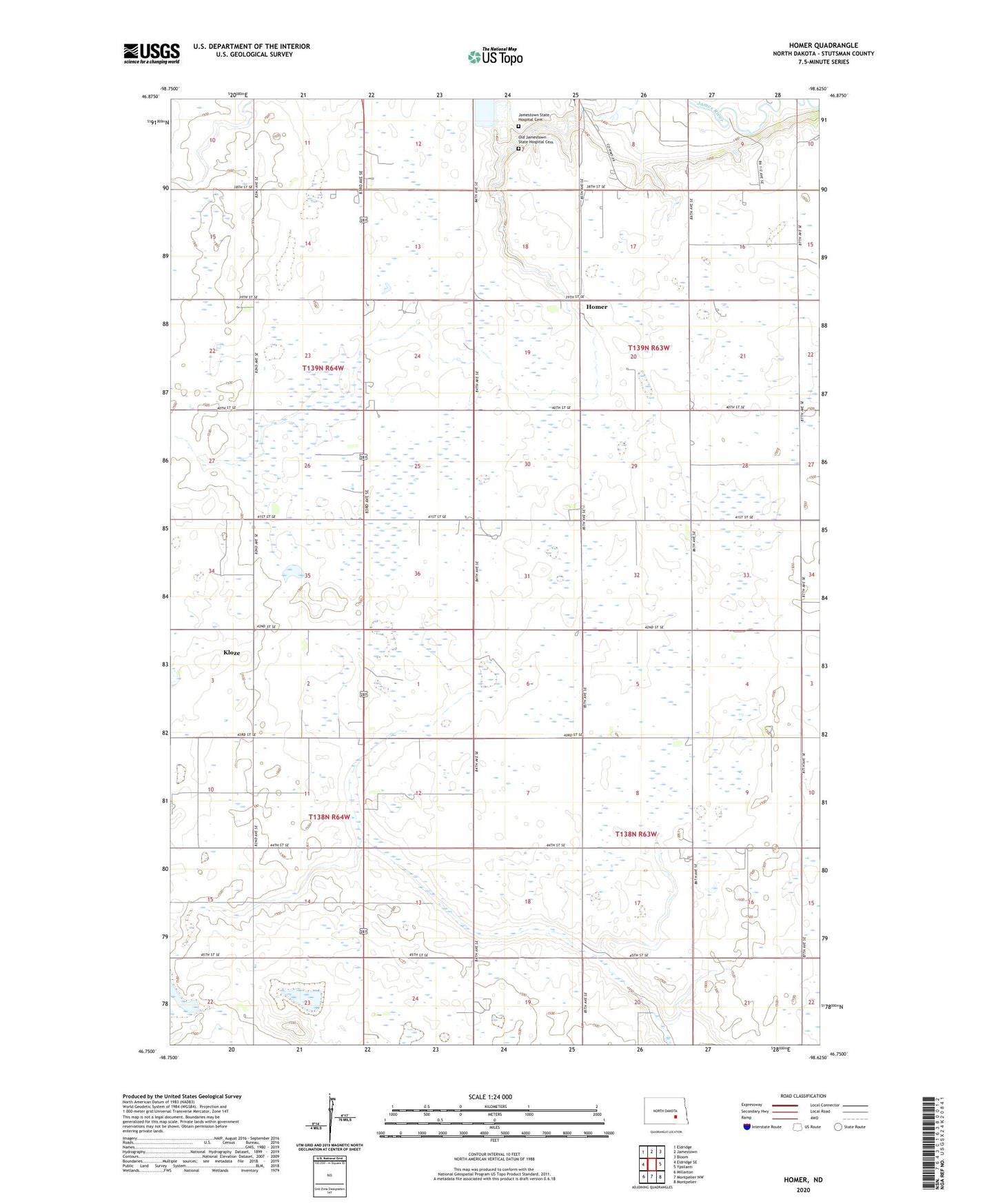 Homer North Dakota US Topo Map Image