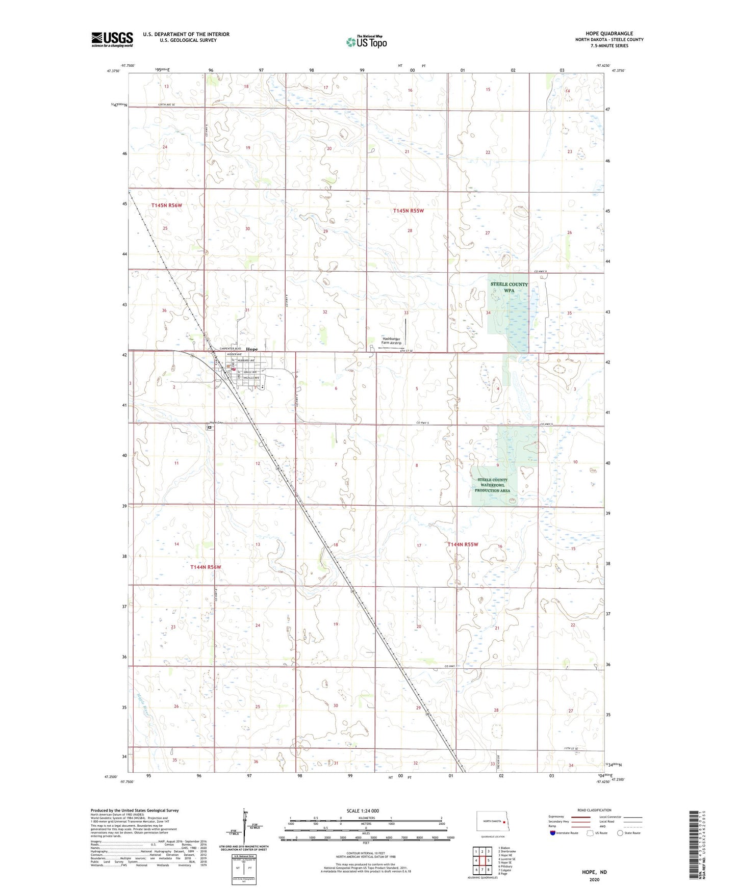 Hope North Dakota US Topo Map Image