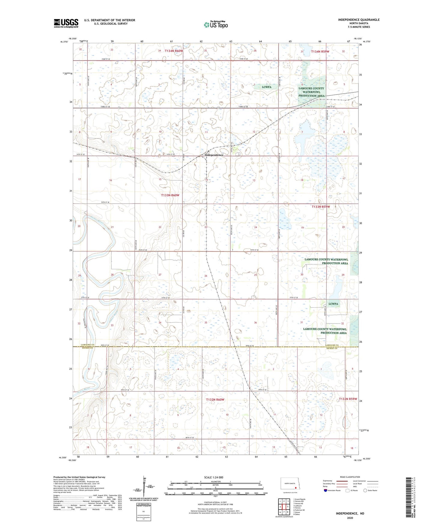 Independence North Dakota US Topo Map Image