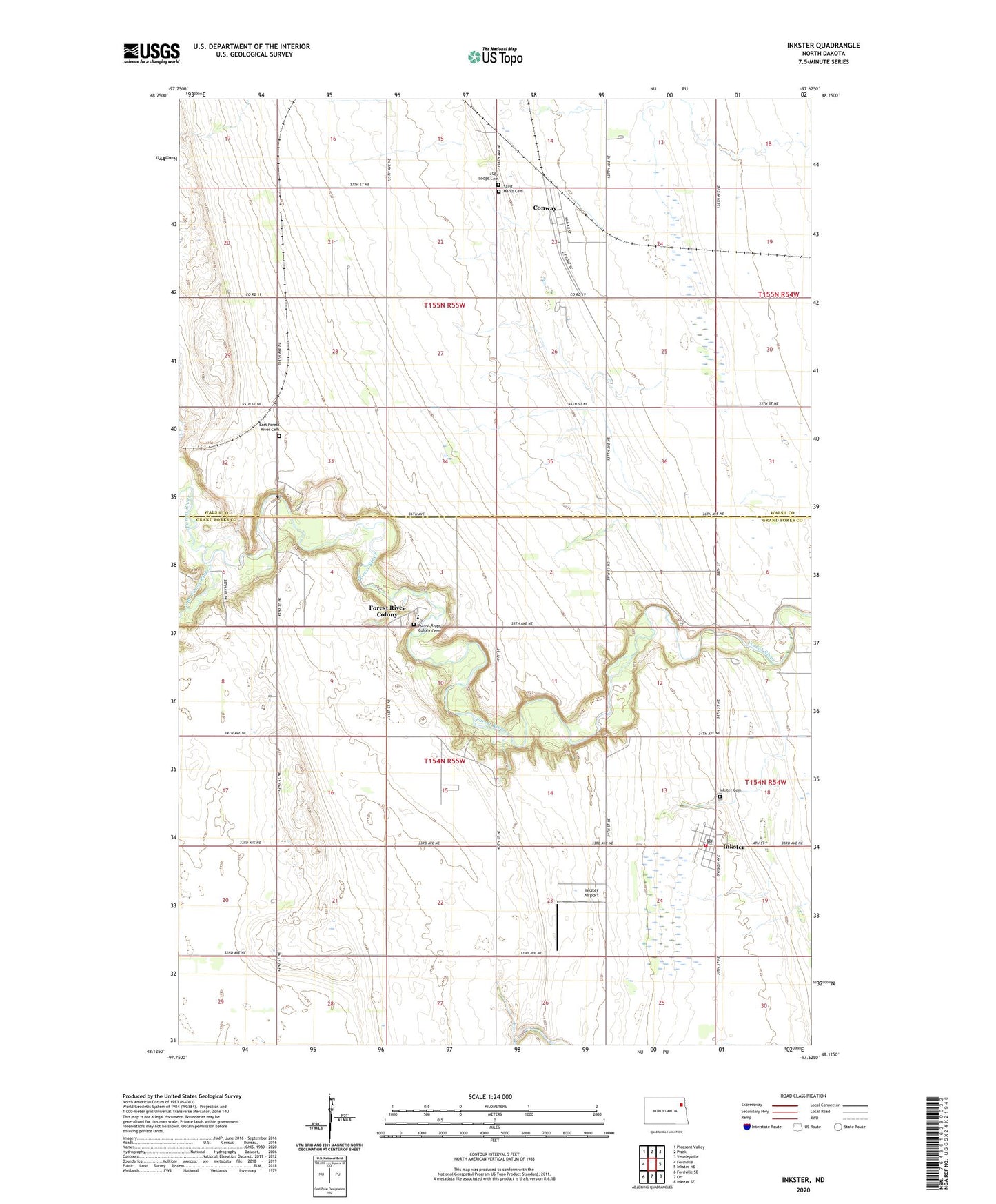 Inkster North Dakota US Topo Map Image