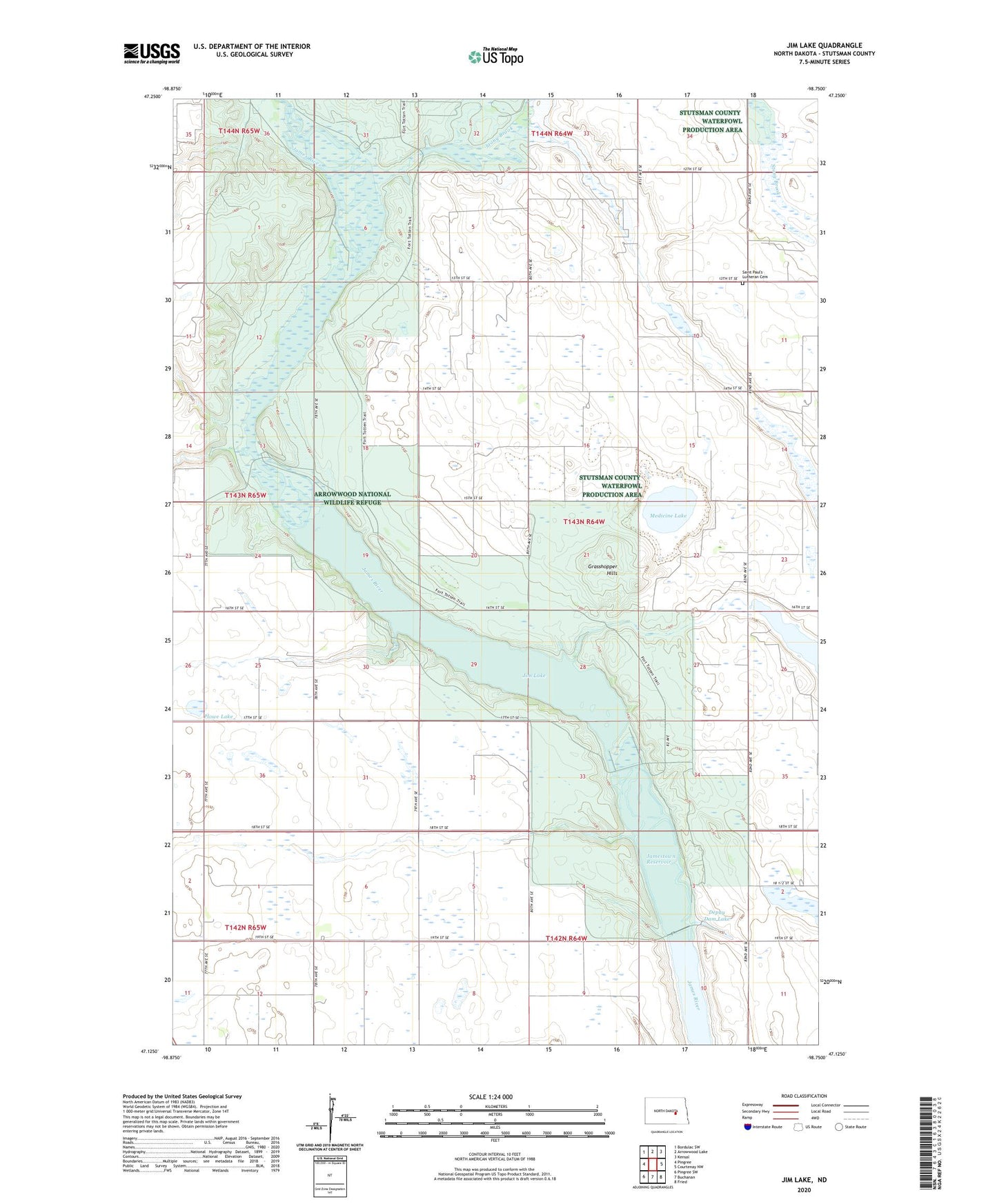 Jim Lake North Dakota US Topo Map Image