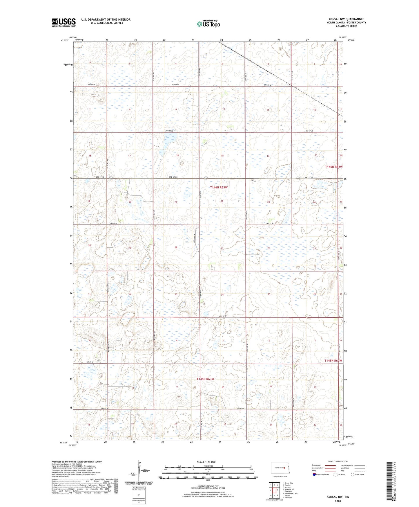 Kensal NW North Dakota US Topo Map Image