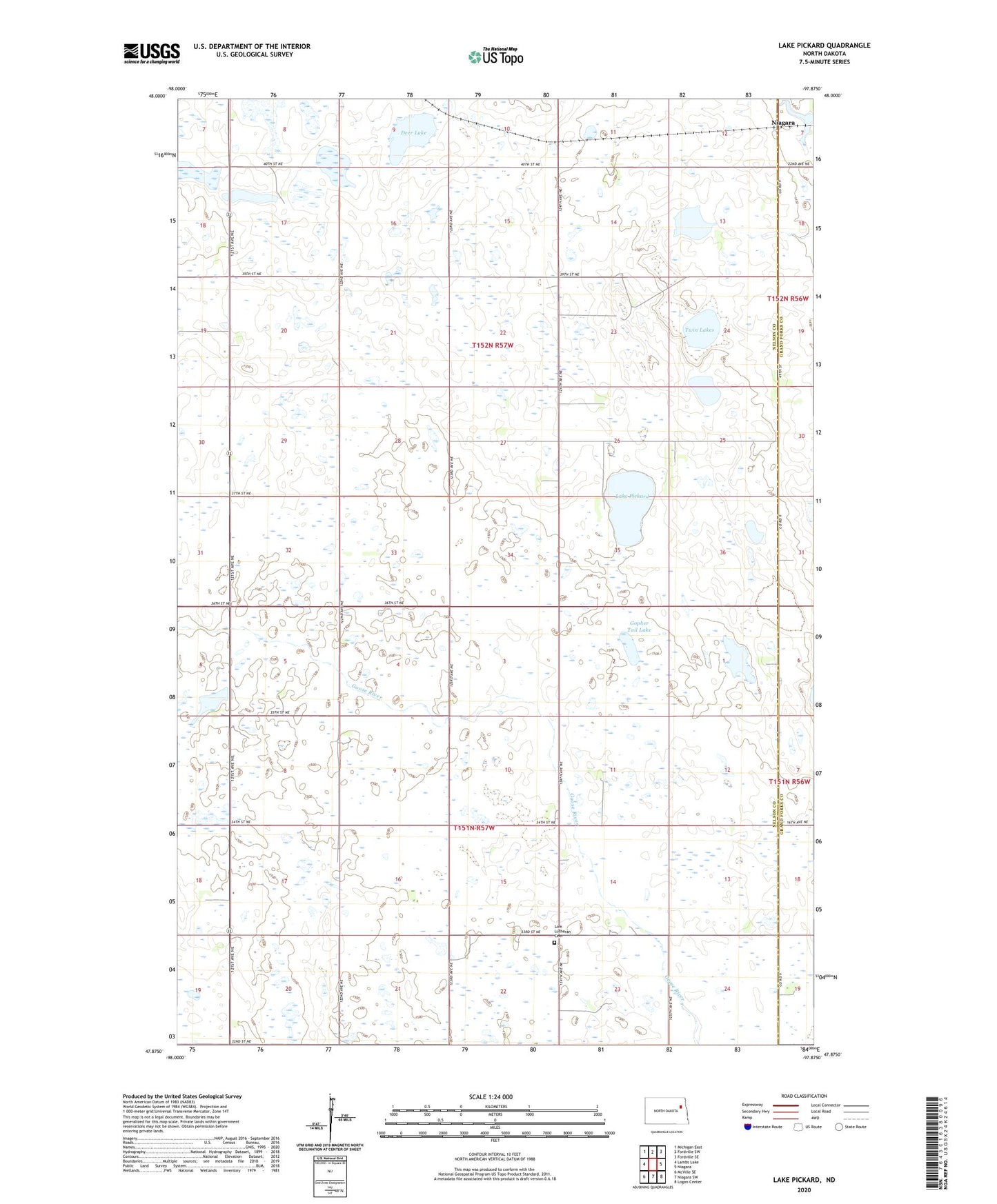 Lake Pickard North Dakota US Topo Map Image
