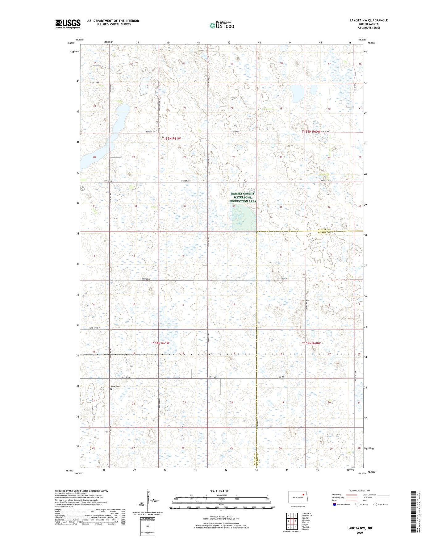 Lakota NW North Dakota US Topo Map Image