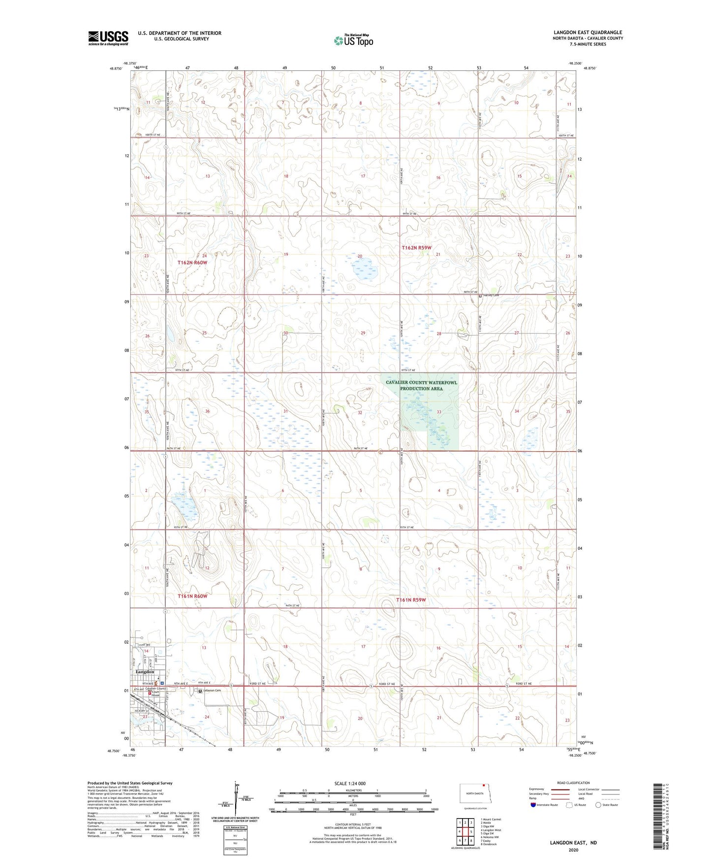 Langdon East North Dakota US Topo Map Image