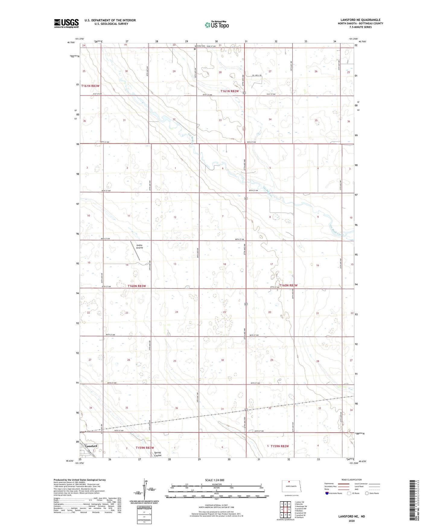 Lansford NE North Dakota US Topo Map Image