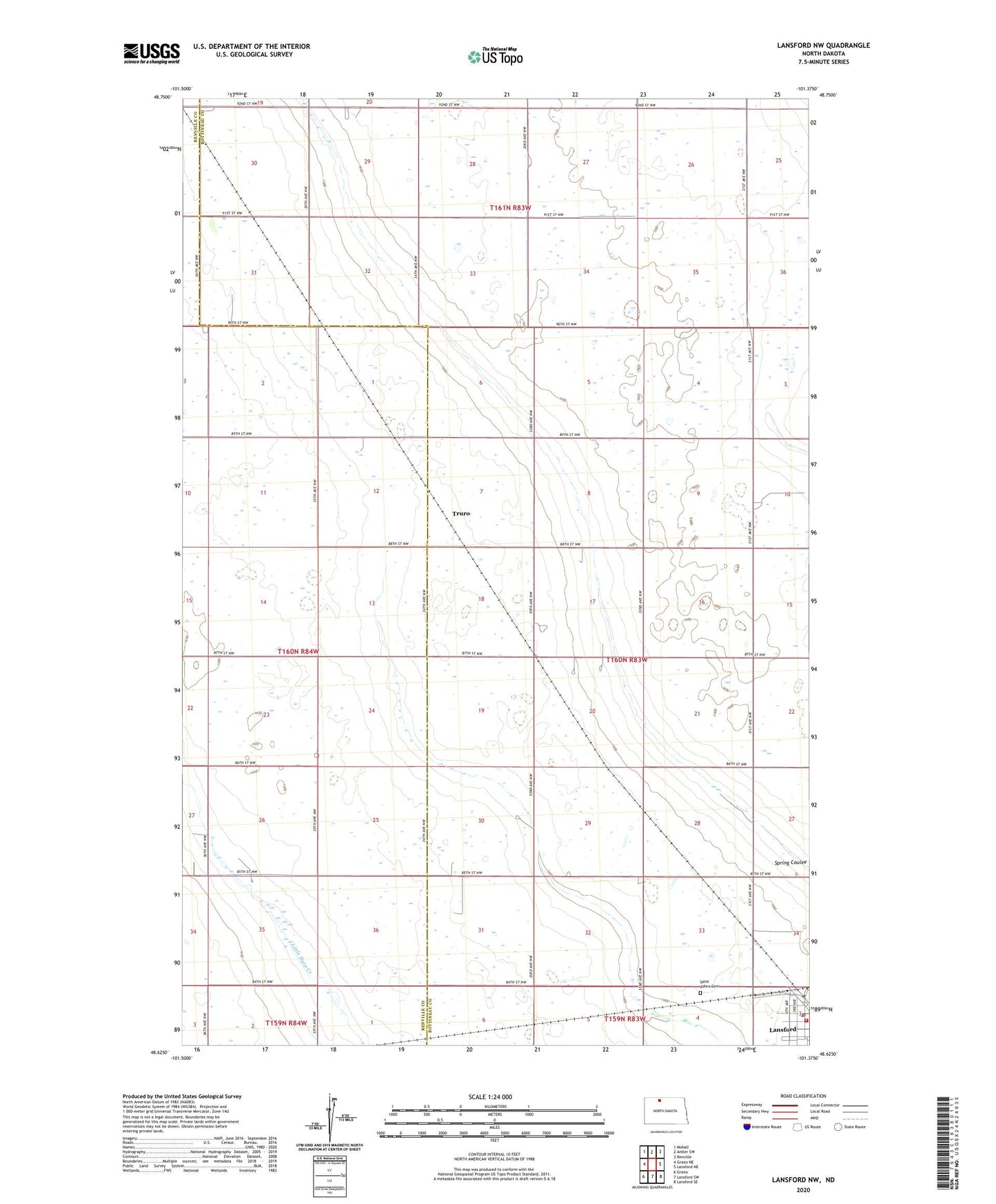 Lansford NW North Dakota US Topo Map Image