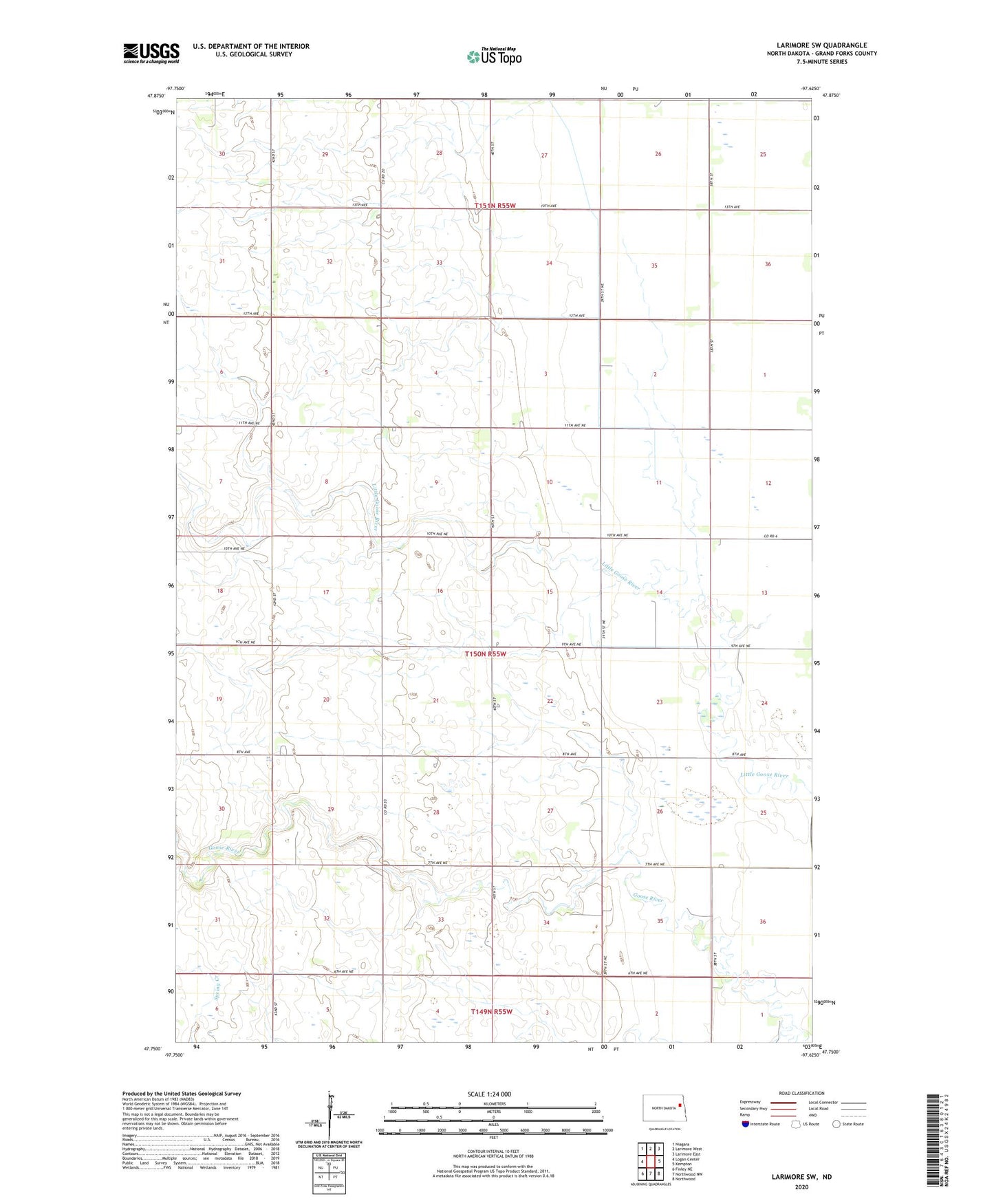Larimore SW North Dakota US Topo Map Image