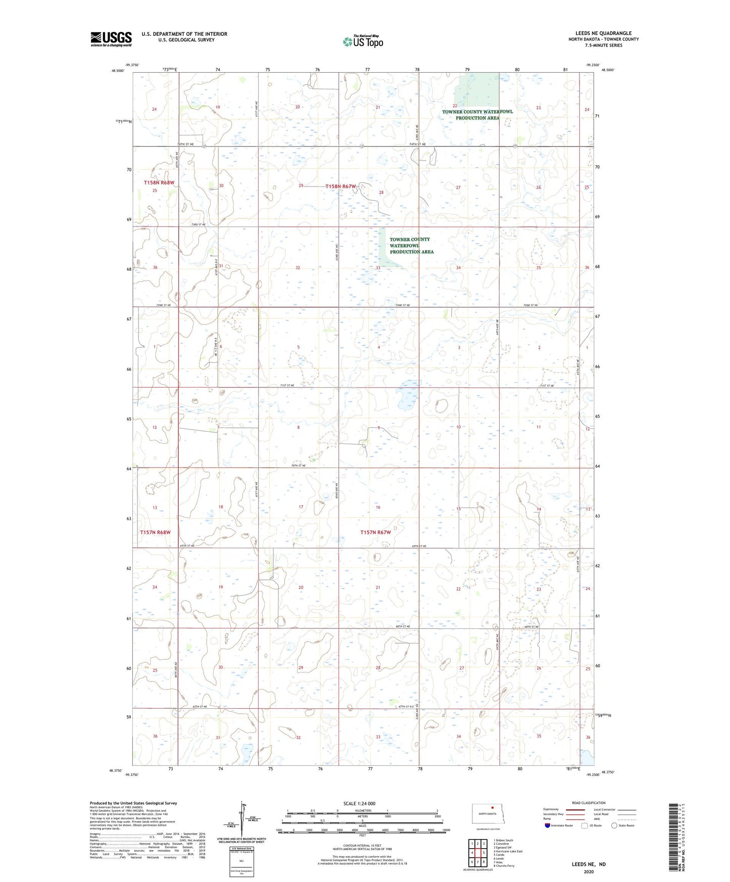 Leeds NE North Dakota US Topo Map Image