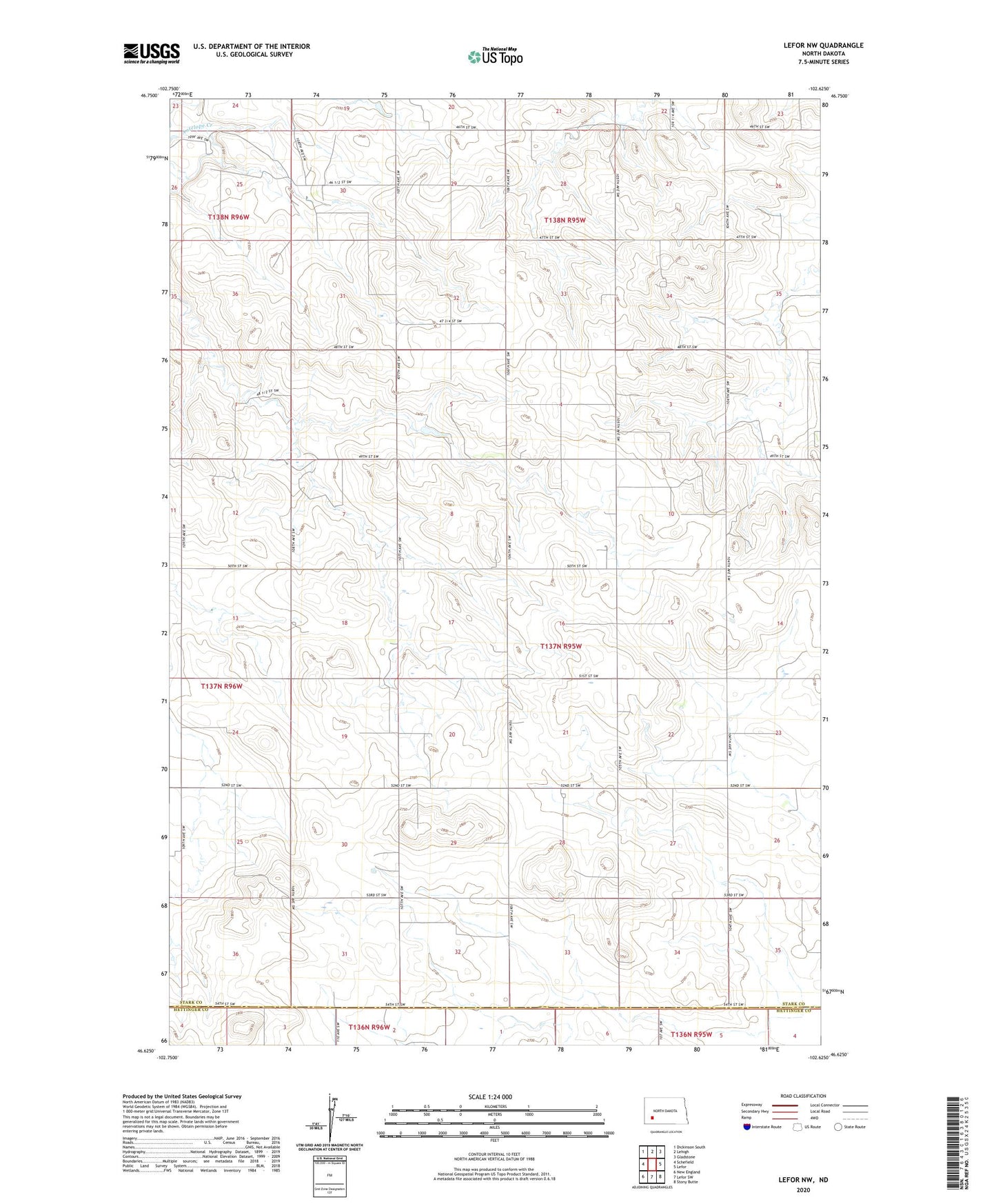 Lefor NW North Dakota US Topo Map Image