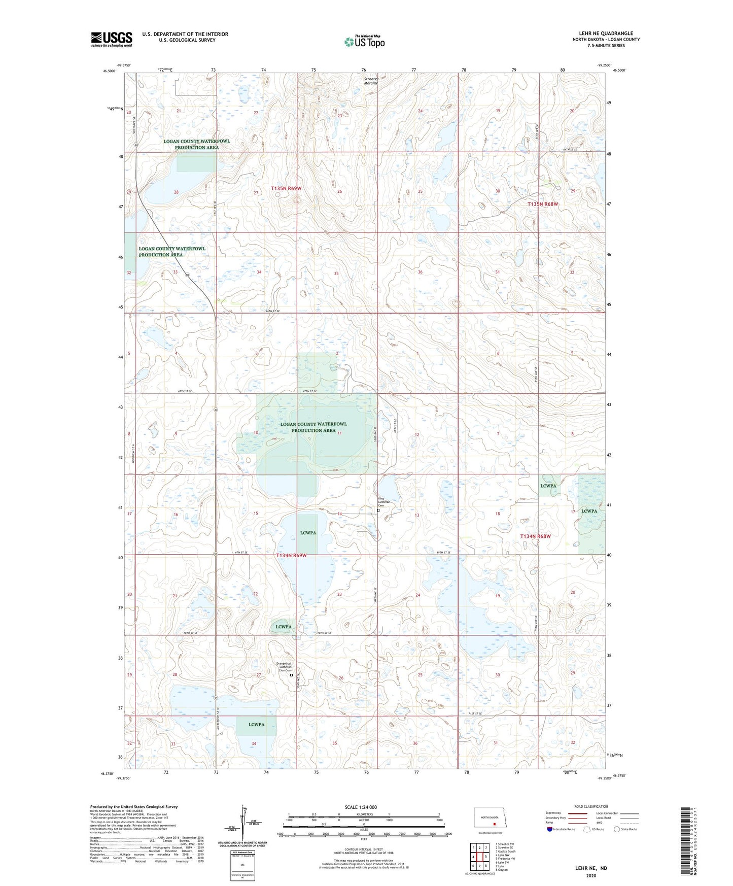 Lehr NE North Dakota US Topo Map Image