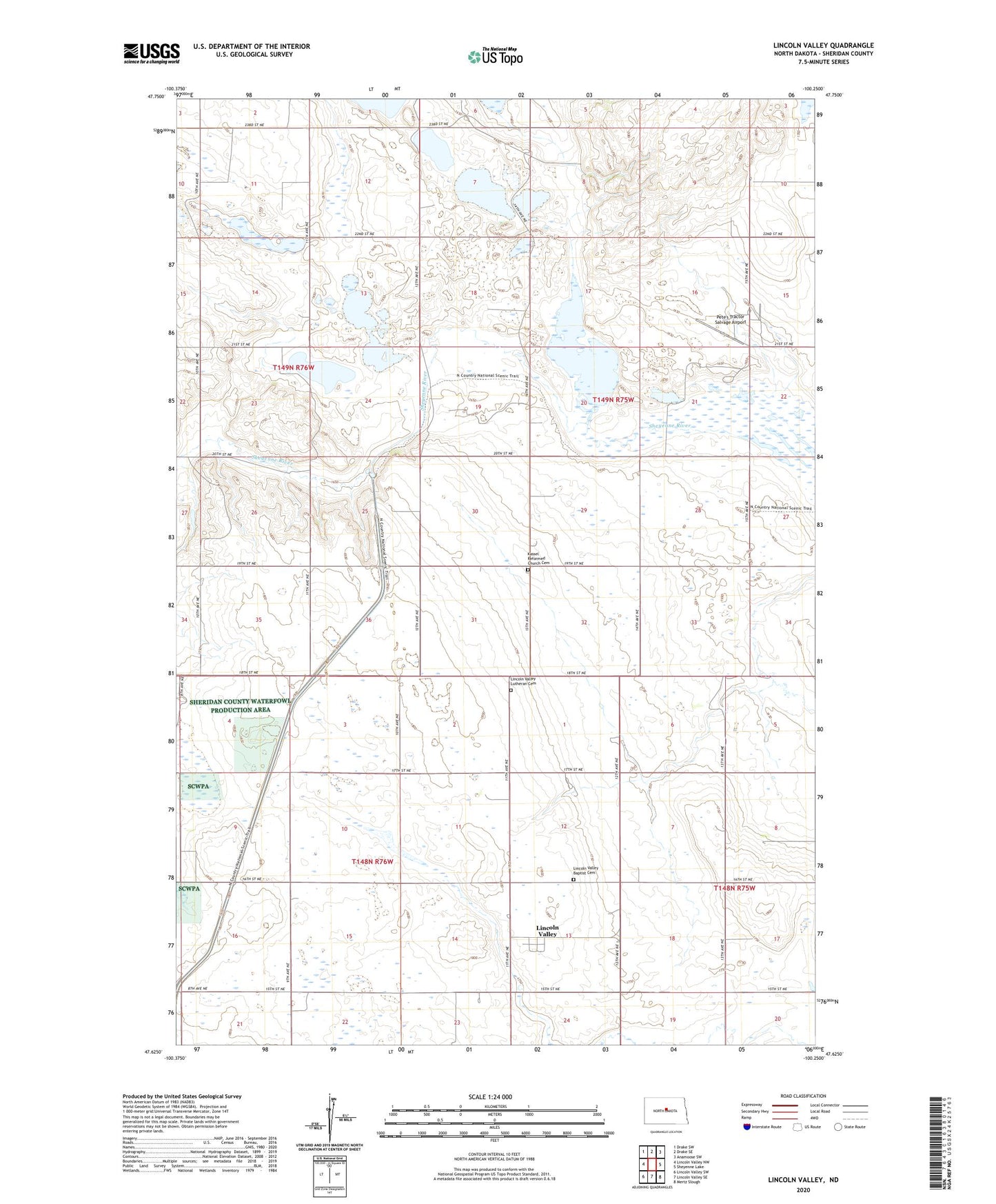 Lincoln Valley North Dakota US Topo Map Image