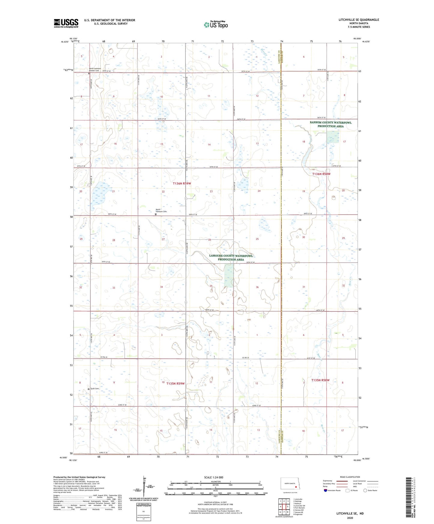 Litchville SE North Dakota US Topo Map Image