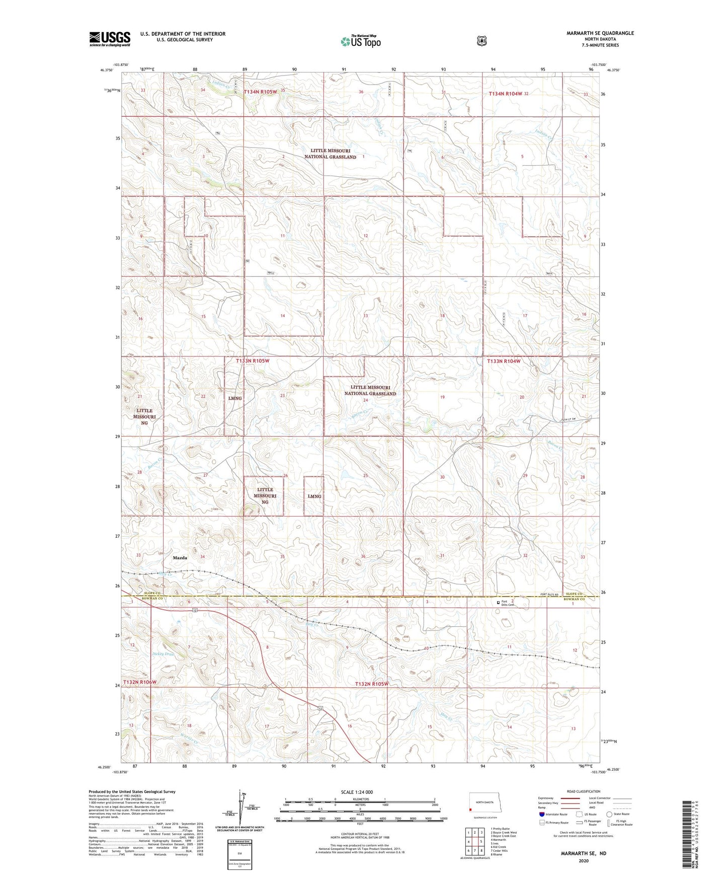 Marmarth SE North Dakota US Topo Map Image