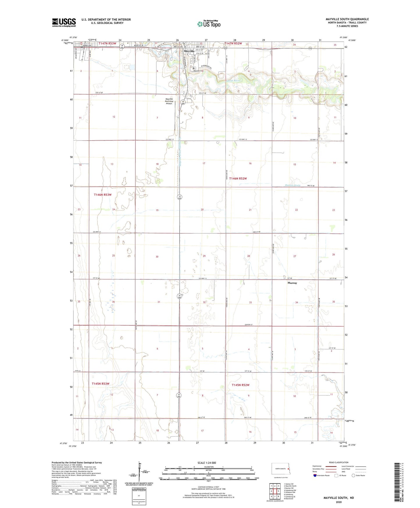 Mayville South North Dakota US Topo Map Image