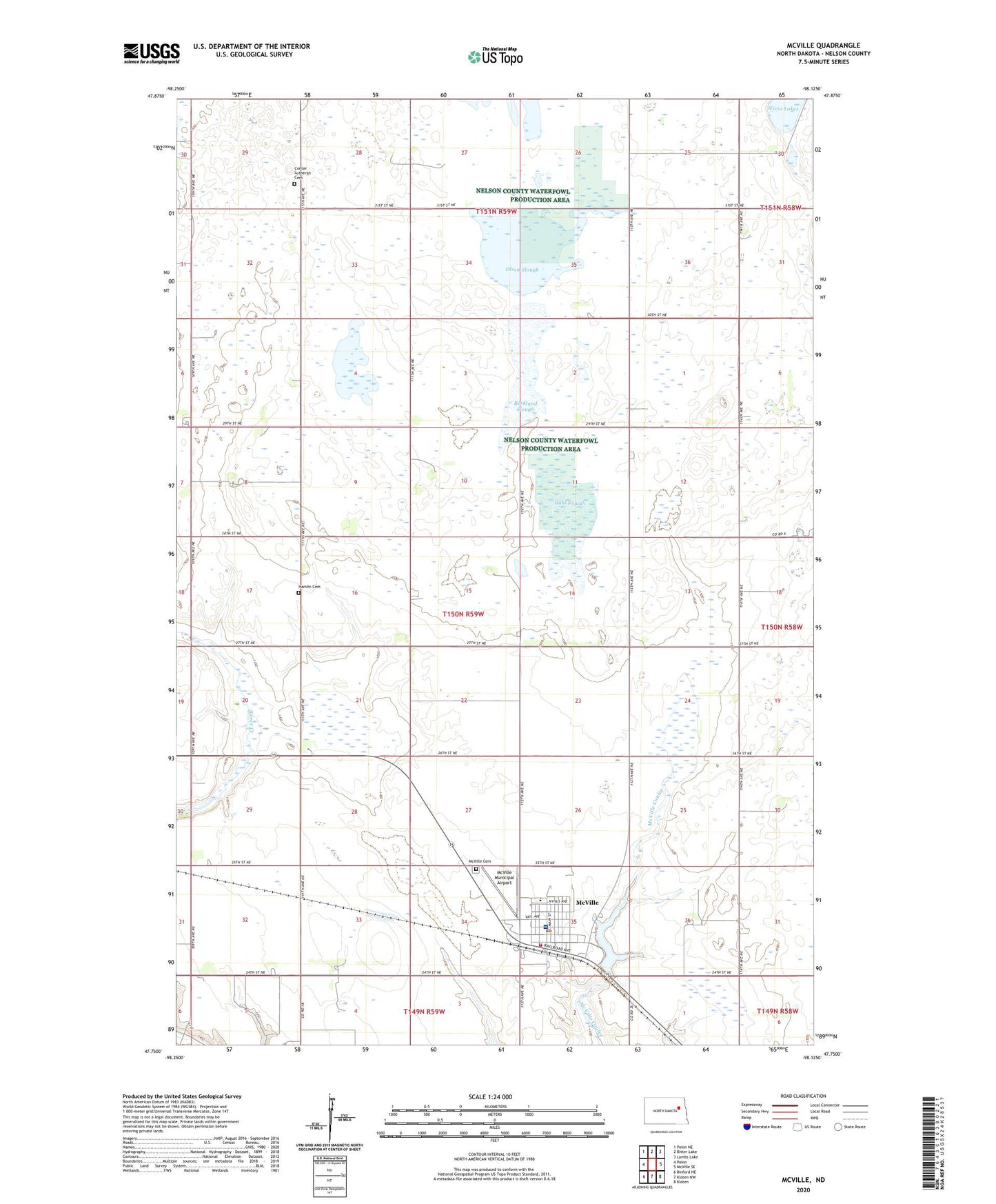McVille North Dakota US Topo Map Image