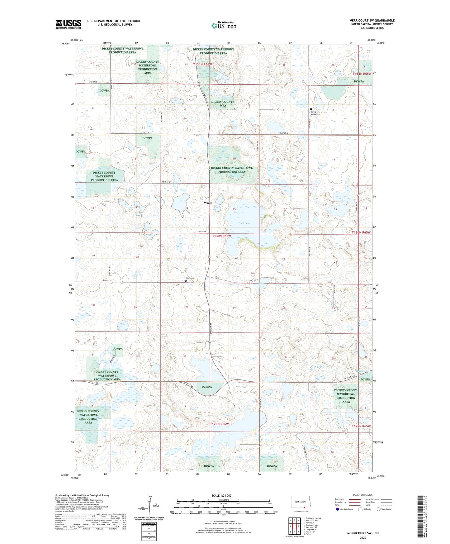 Merricourt SW North Dakota US Topo Map Image