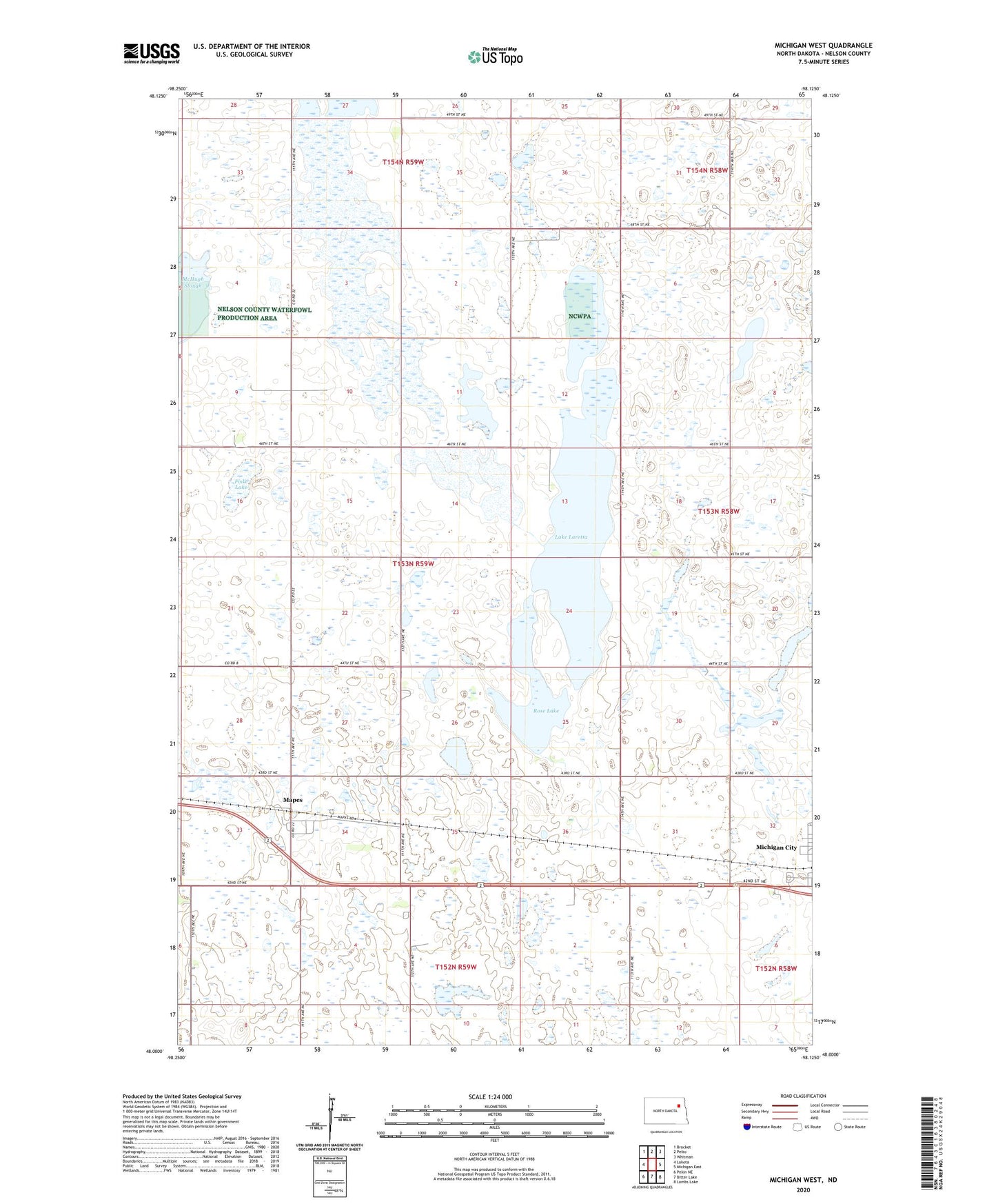 Michigan West North Dakota US Topo Map Image