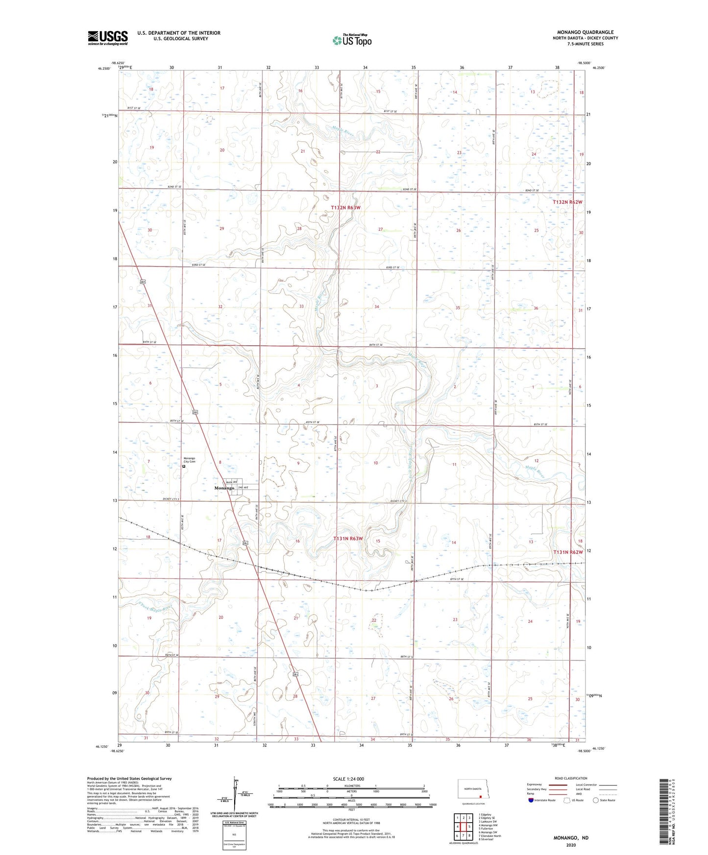Monango North Dakota US Topo Map Image