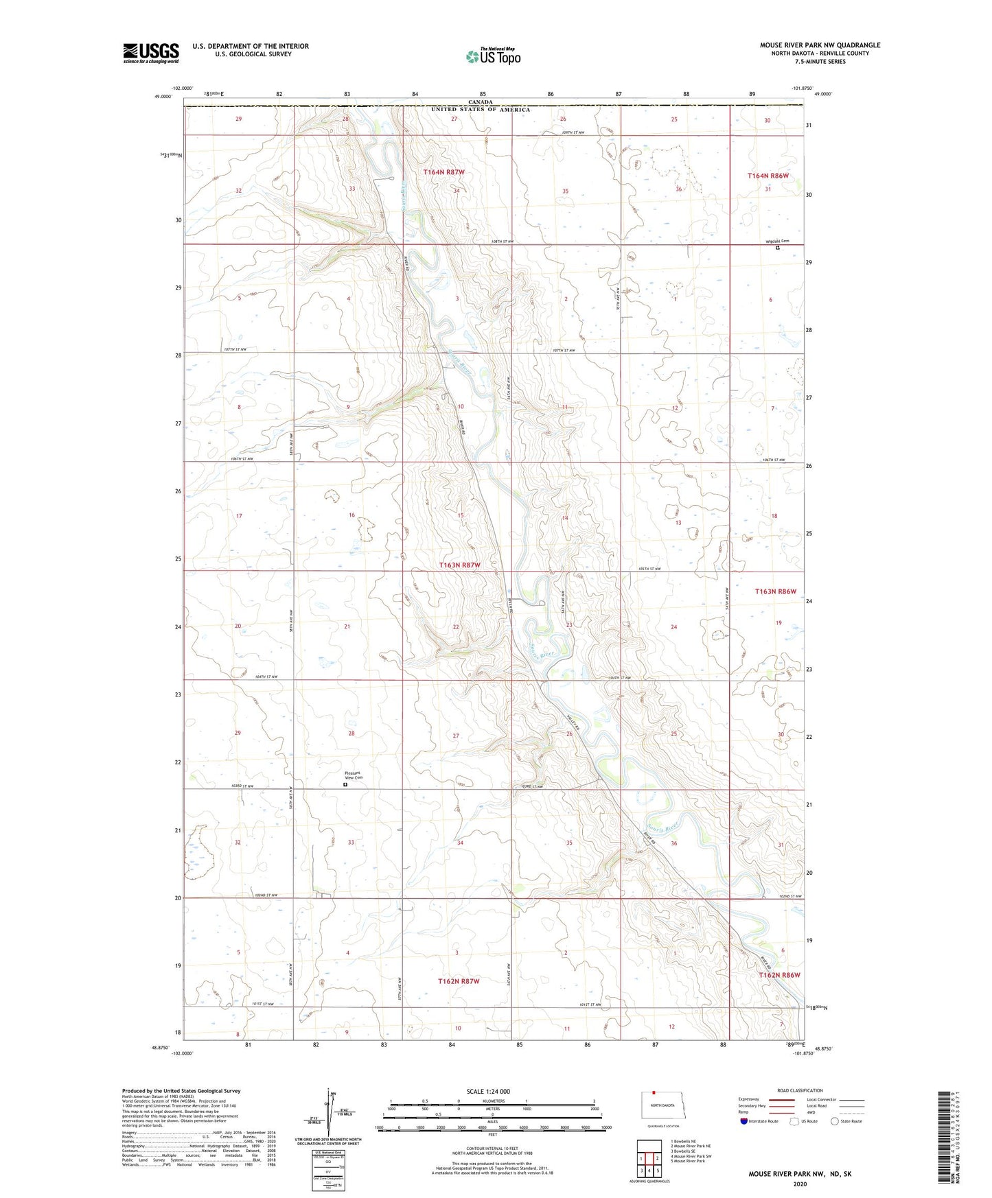Mouse River Park NW North Dakota US Topo Map Image