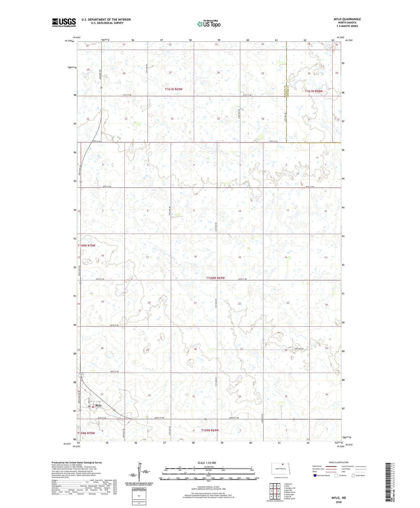 Mylo North Dakota US Topo Map Image