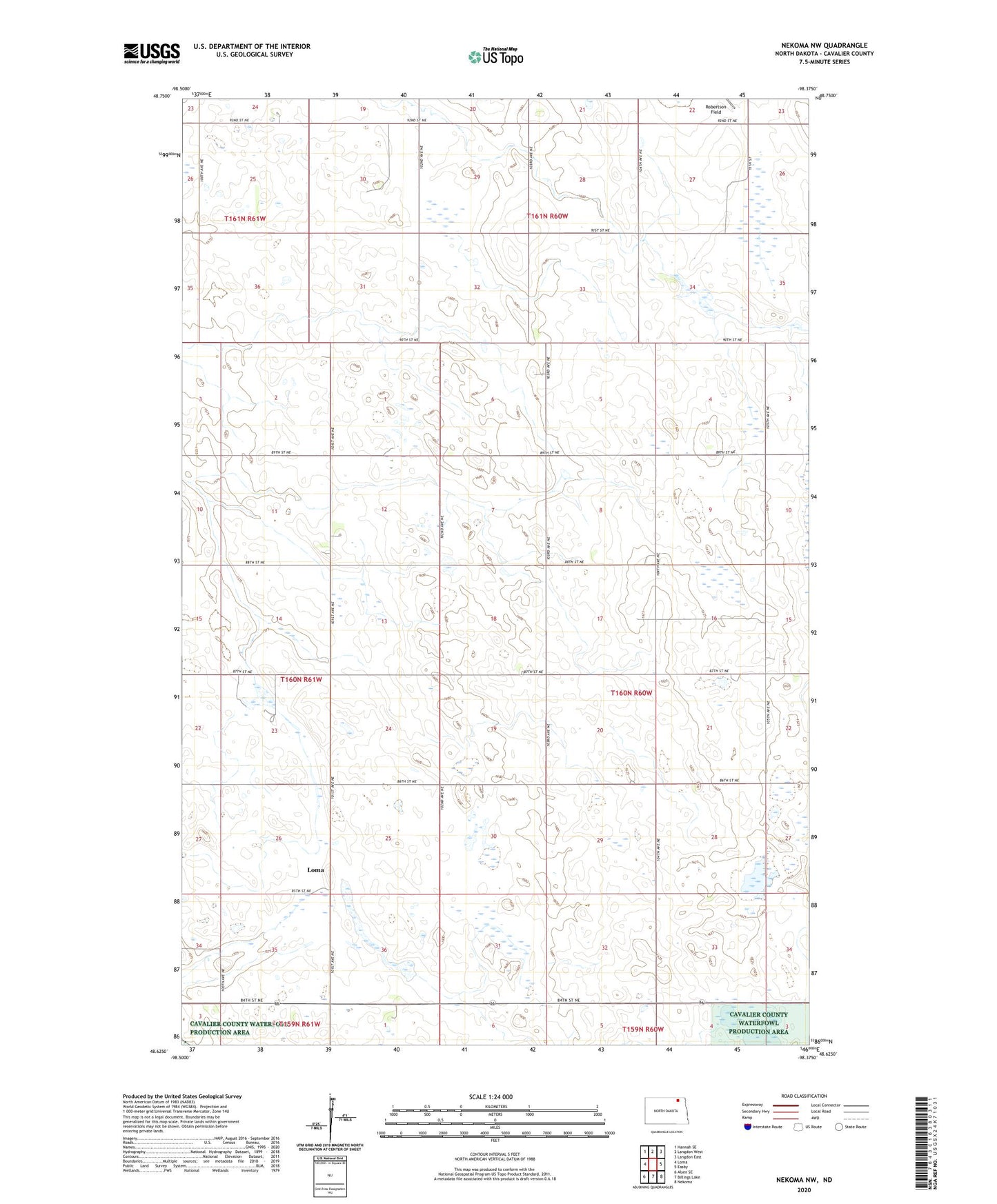Nekoma NW North Dakota US Topo Map Image